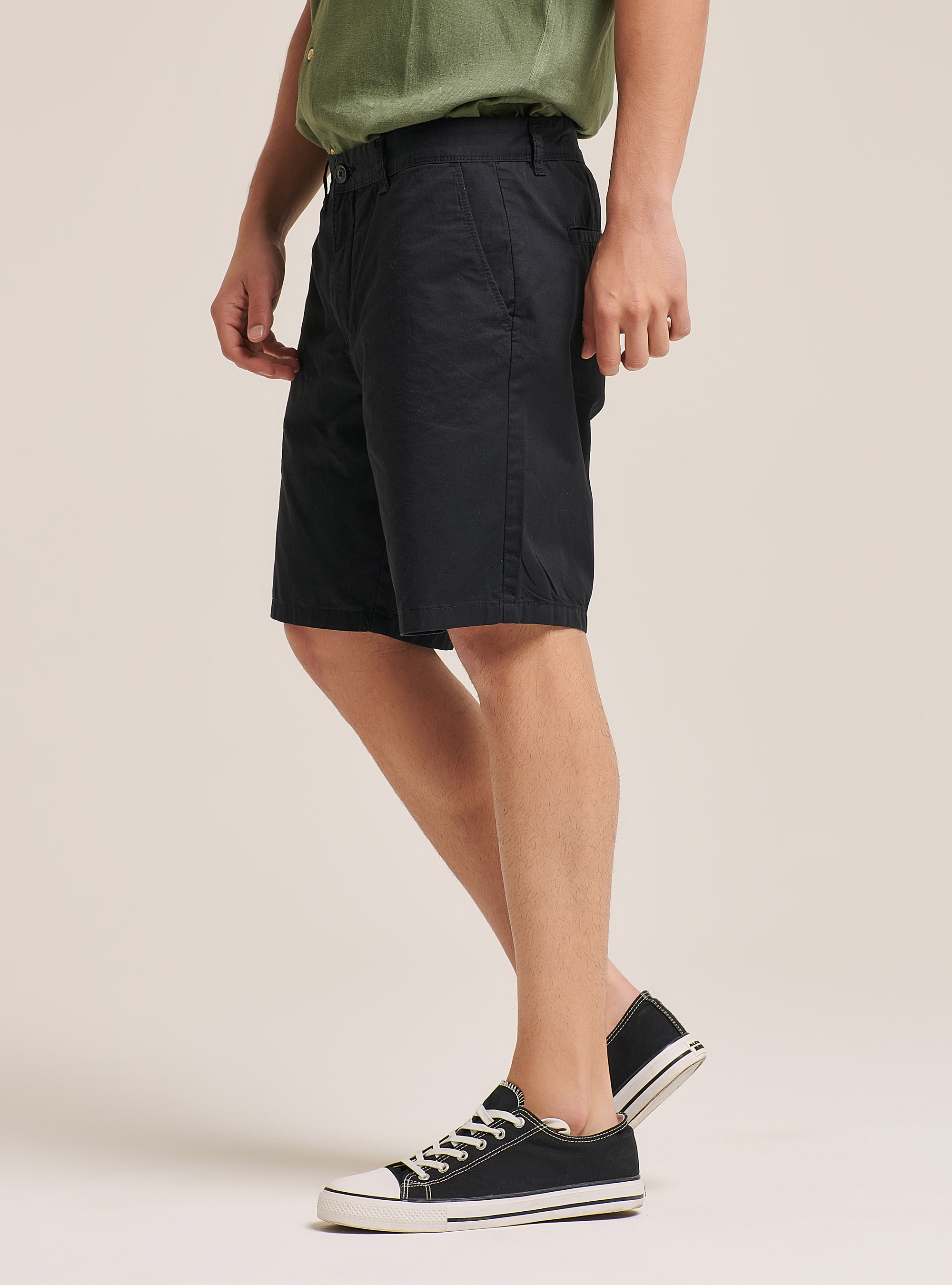 Bermudashorts aus Twill in einfacher Passform, BK1 BLACK
