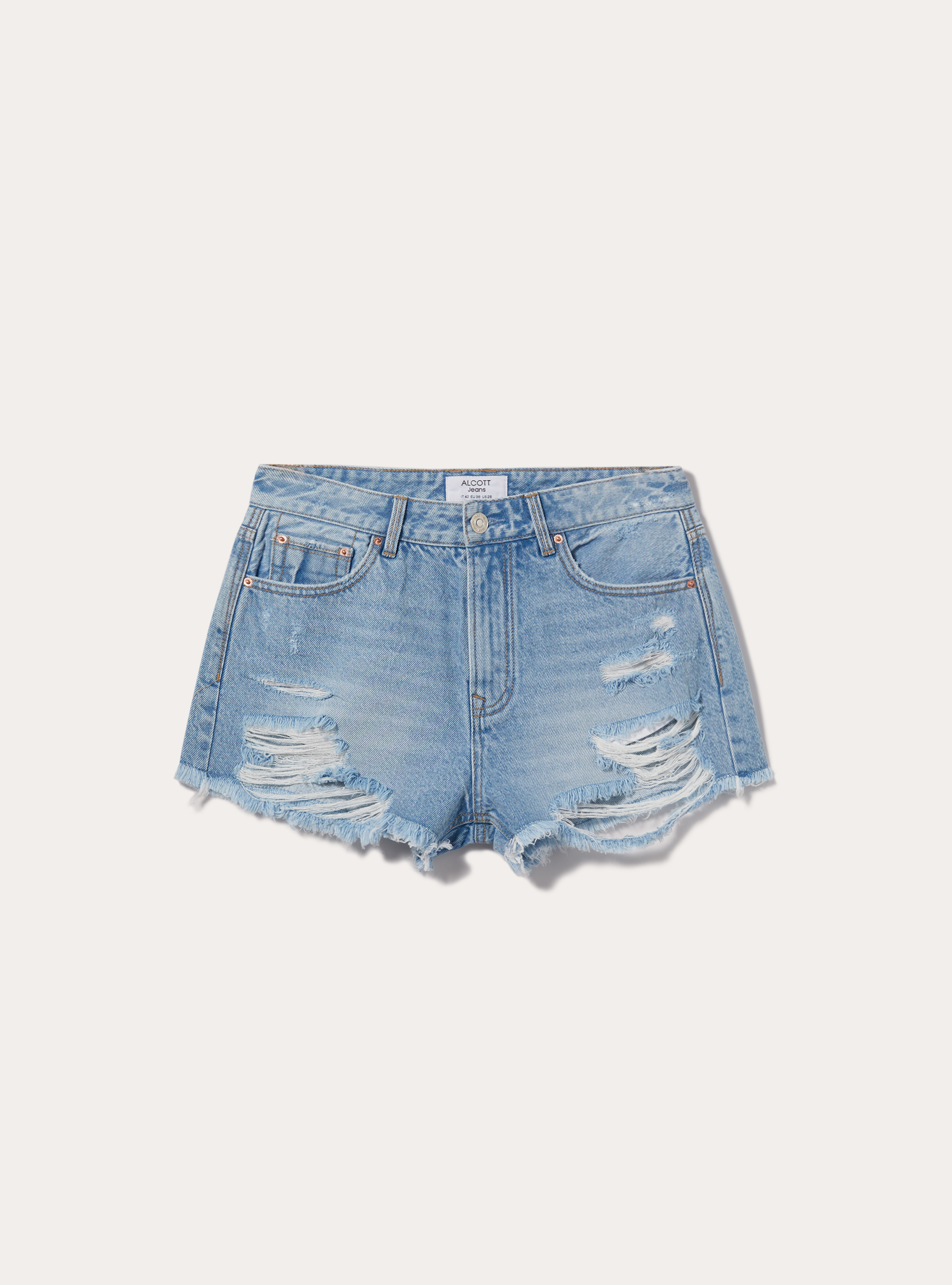 Short en jean avec d&eacute;chirures, D003 MEDIUM BLUE