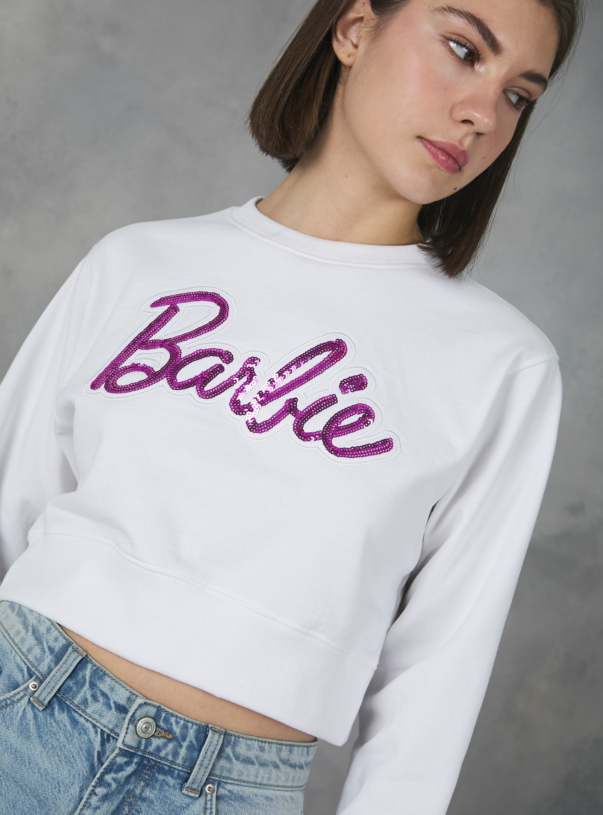 Felpa cropped Barbie / Alcott, WH3 WHITE