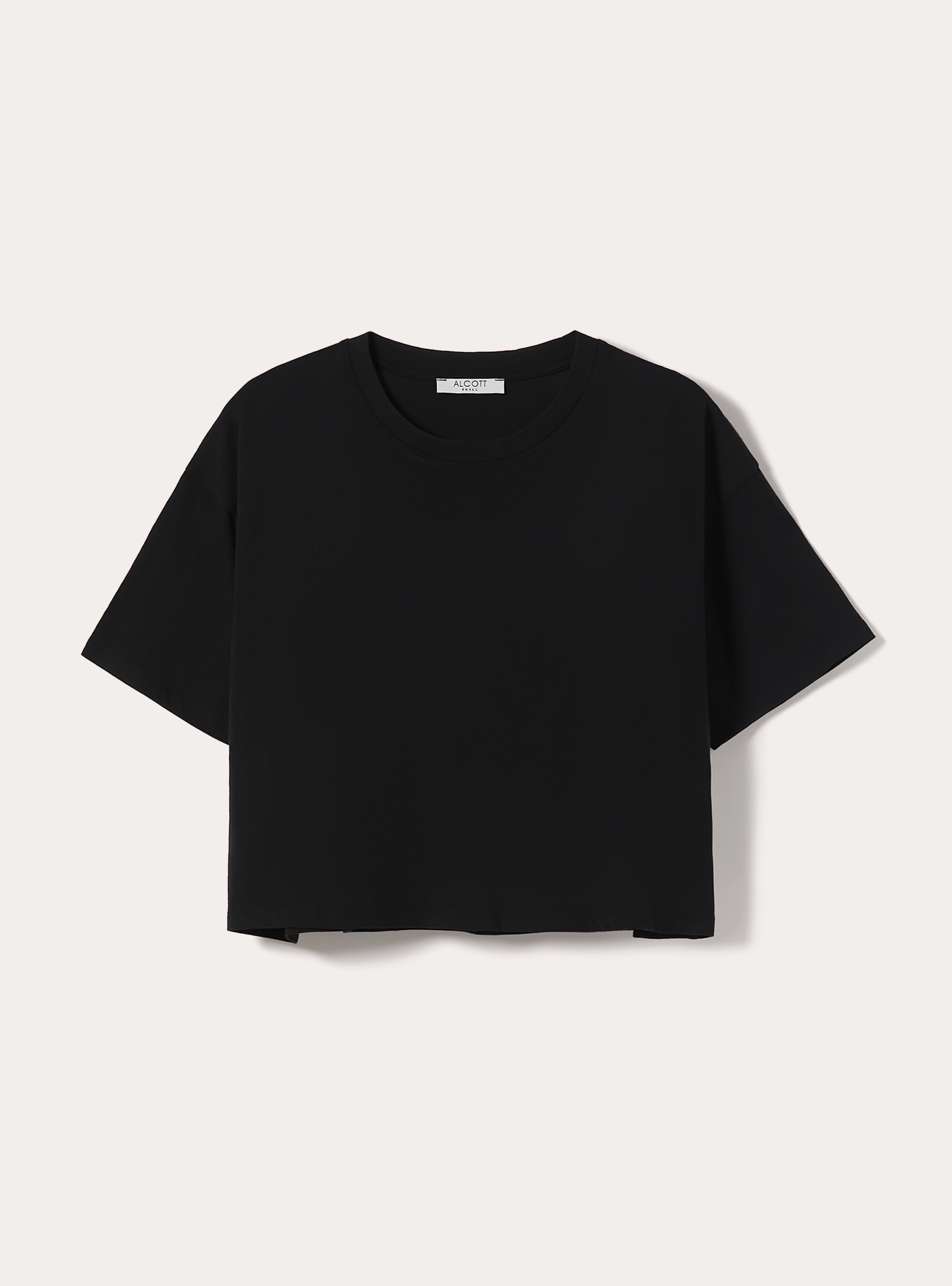 Basic Crew Neck Cropped T-Shirt, BK1 BLACK