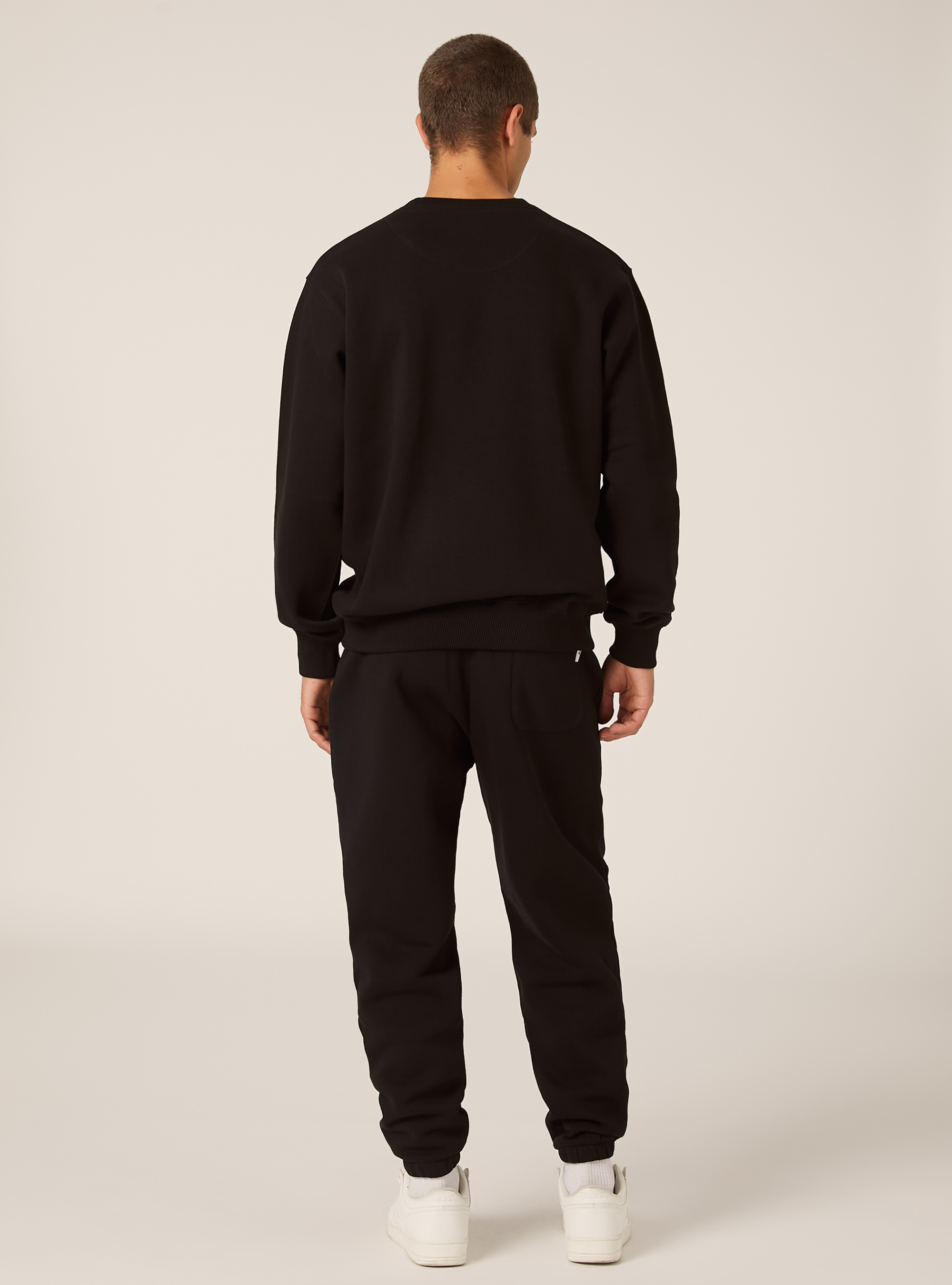 Sweat-shirt &agrave; col rond uni, BK1 BLACK