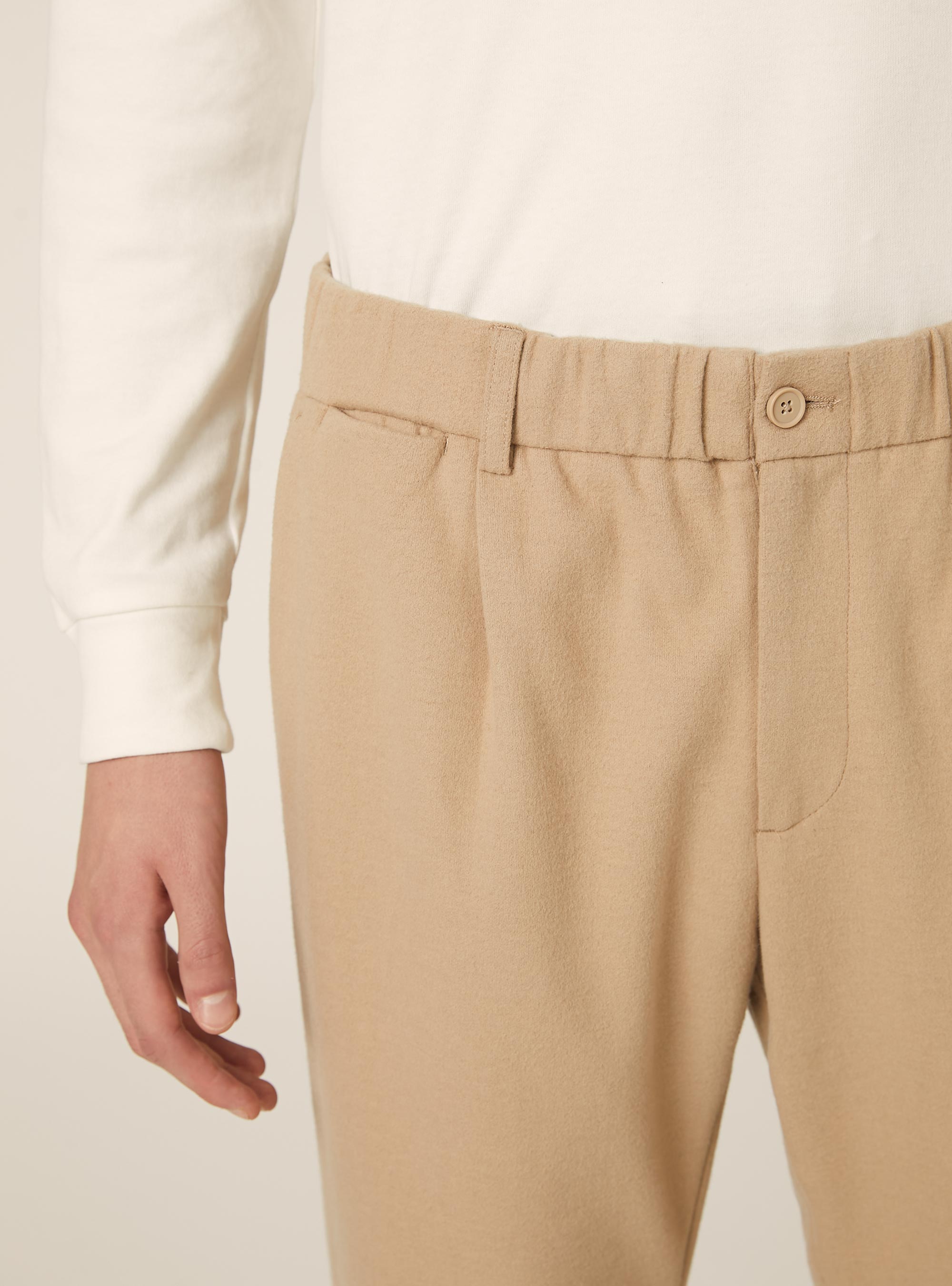 Pantalon &agrave; pinces effet flanelle, BG2 BEIGE MEDIUM