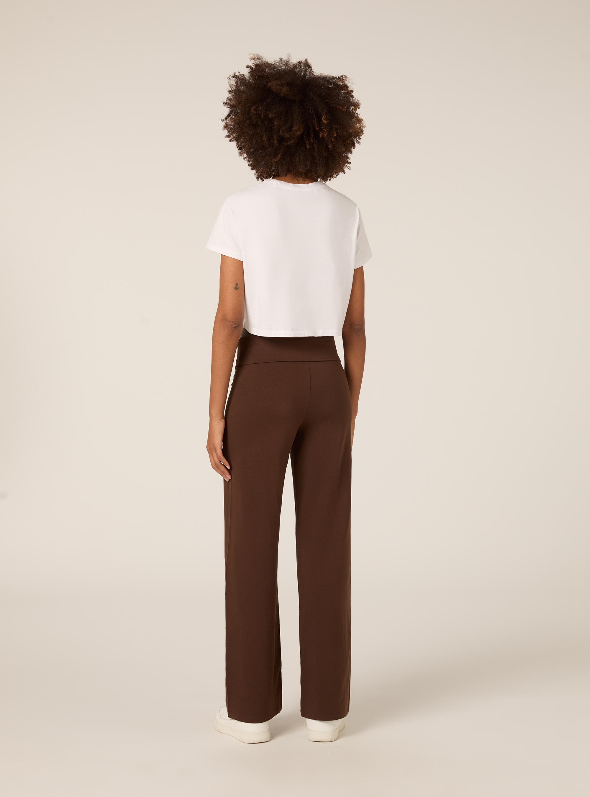 Leggings &agrave; revers &agrave; la taille, BR2 BROWN MEDIUM