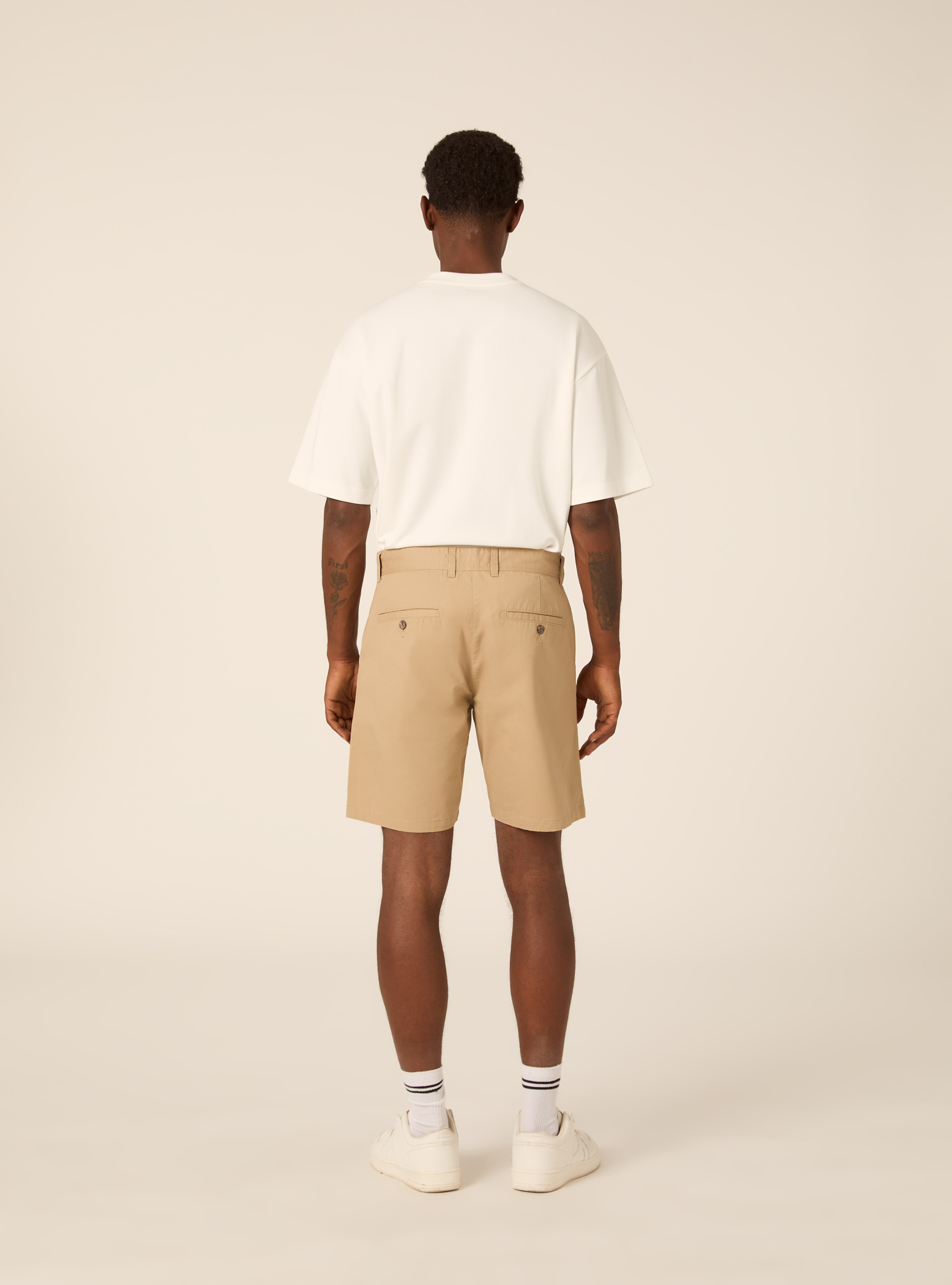 Bermudas de sarga de ajuste liso, BG2 BEIGE MEDIUM