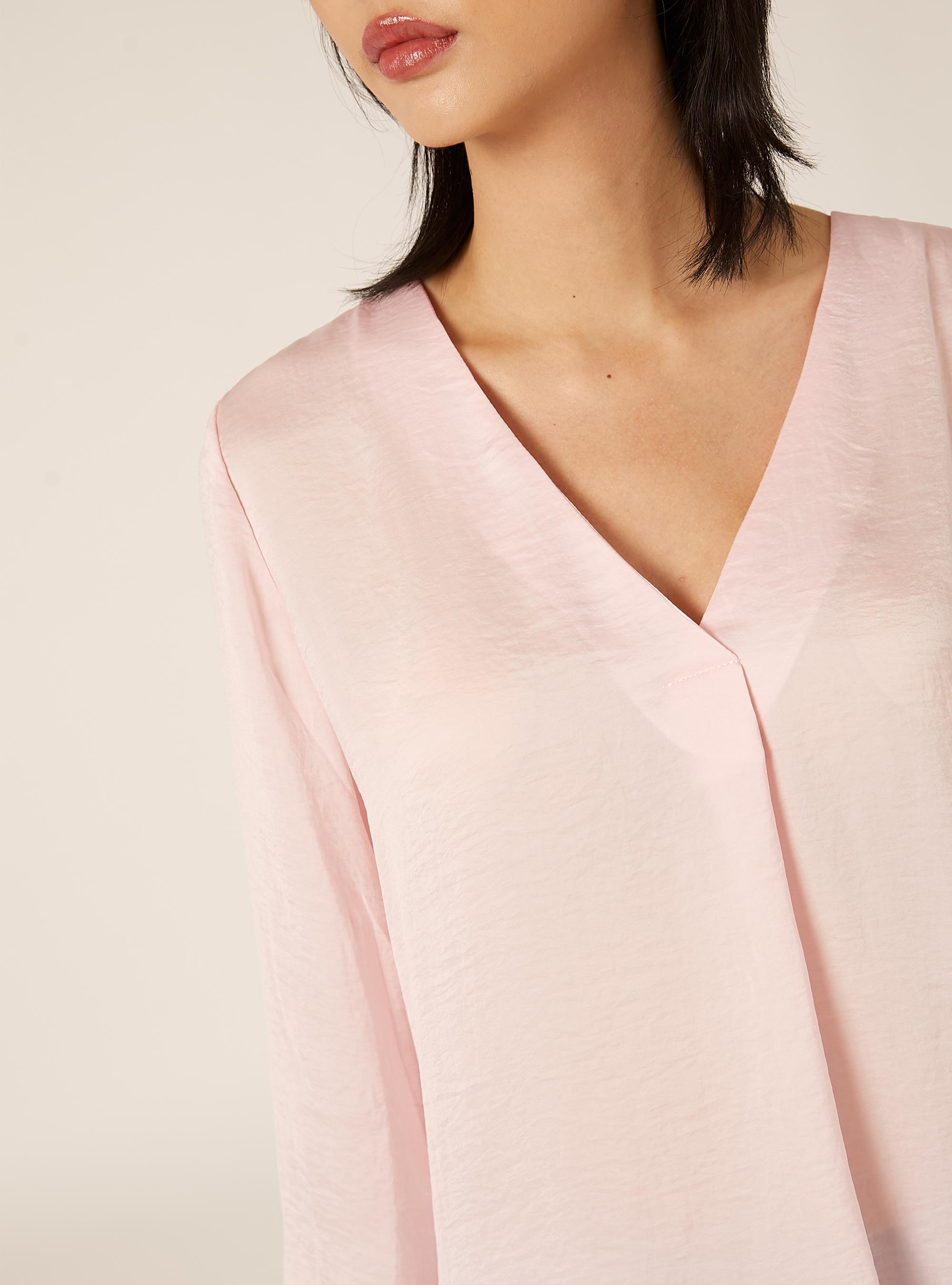 Blouse &agrave; encolure unie, PK2 PINK MEDIUM
