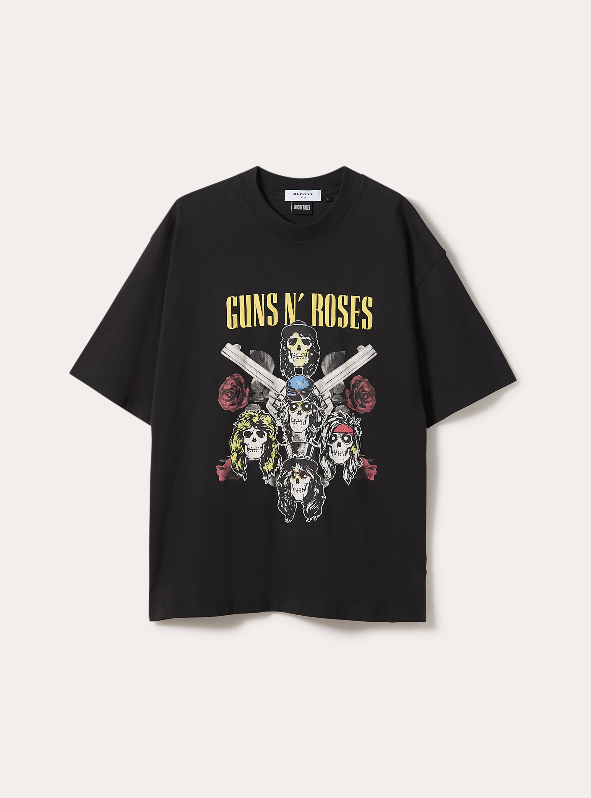 T-Shirt mit kastenf&ouml;rmiger Passform Guns N' Roses / Alcott, BK1 BLACK
