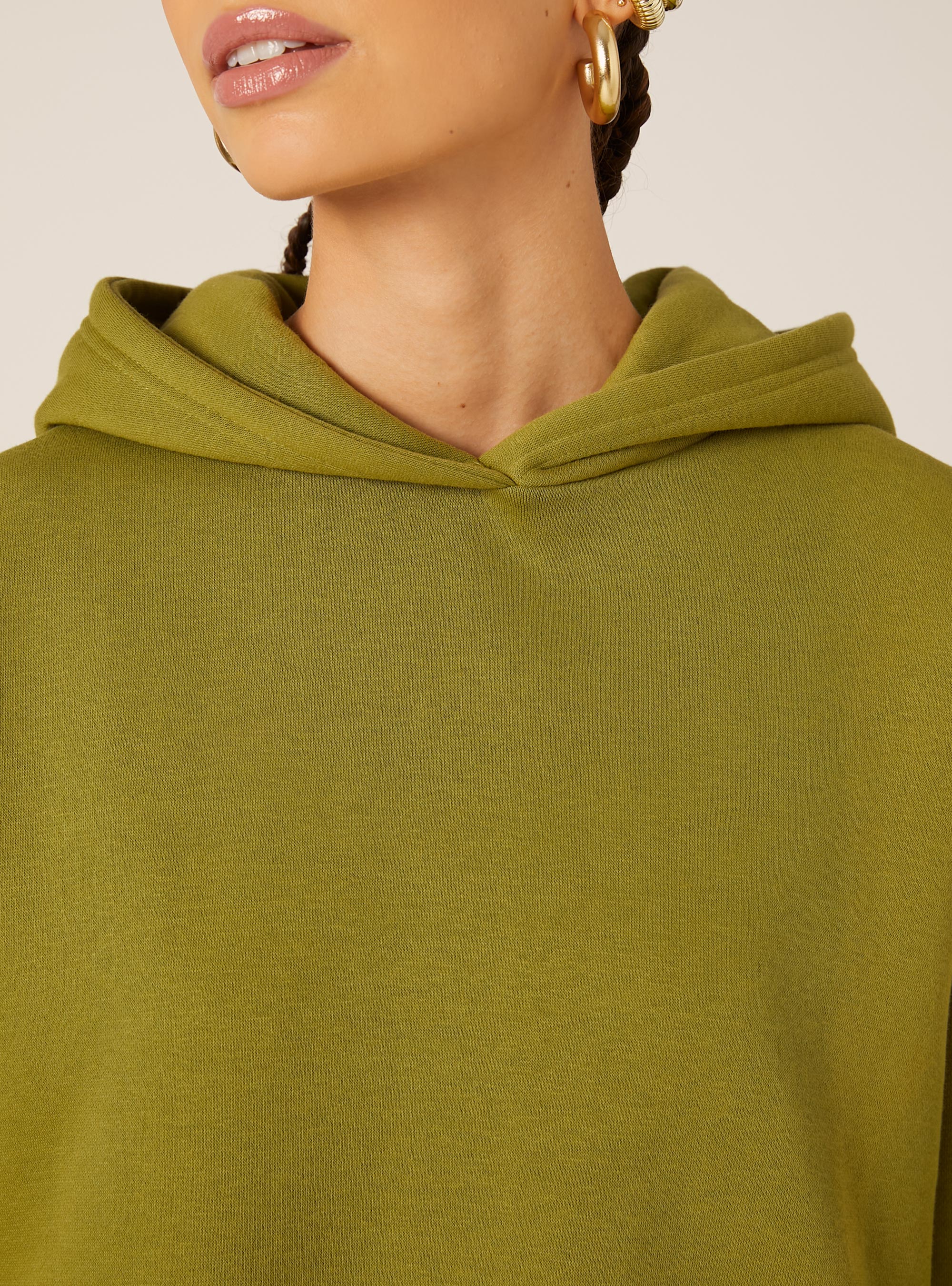 Sweat &agrave; capuche coupe boxy, GN2 GREEN MEDIUM