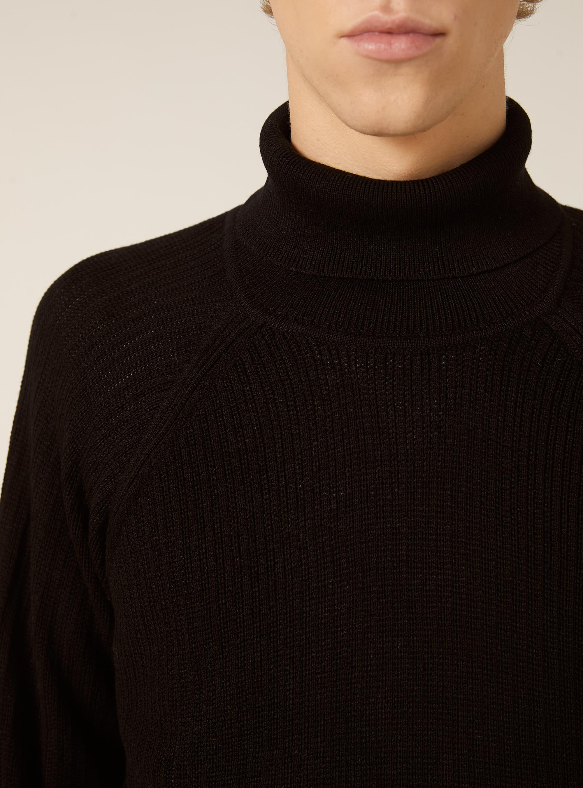 Pull &agrave; col roul&eacute; cotel&eacute;, BK1 BLACK