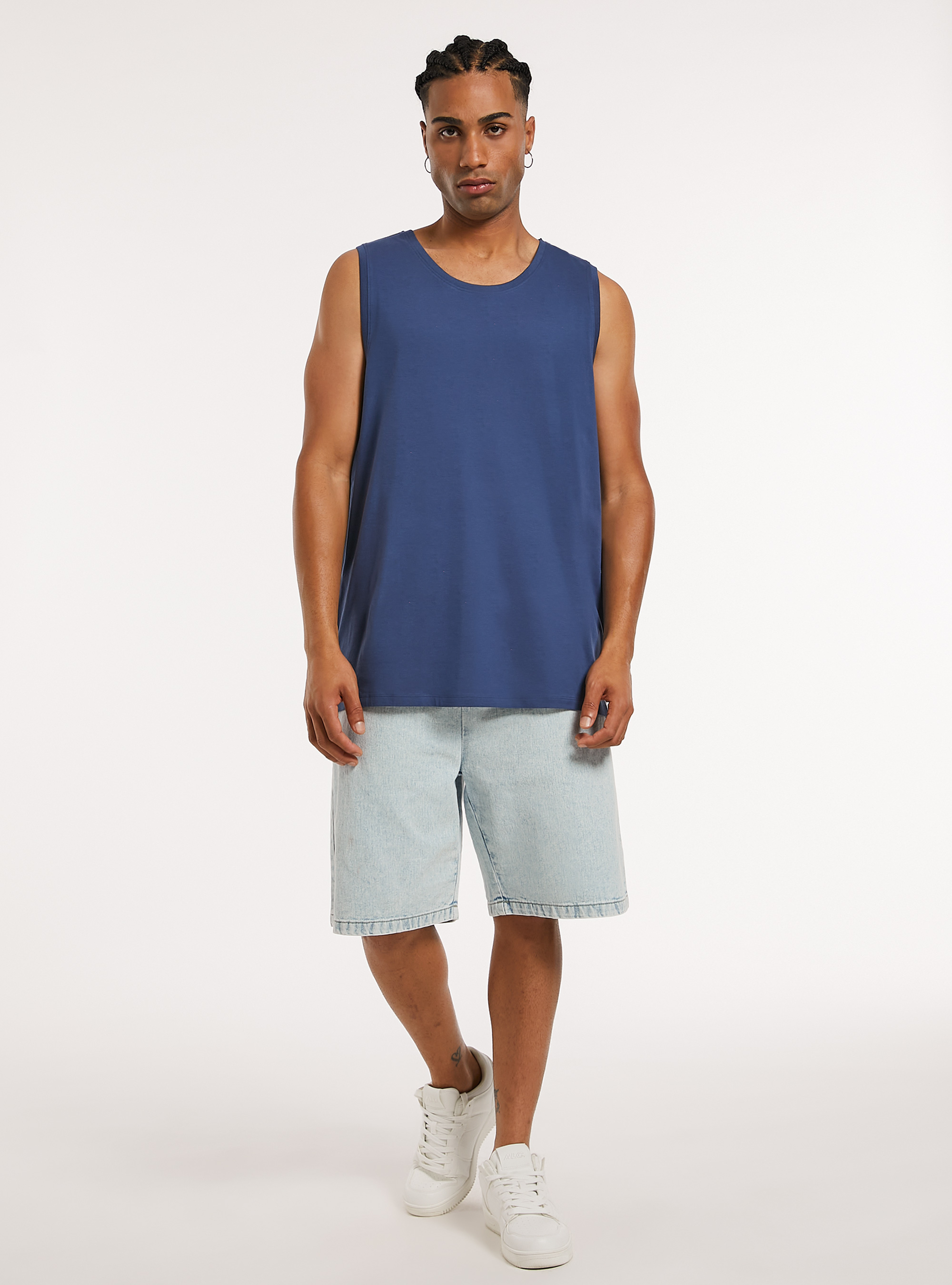 Solid-coloured comfort fit tank top, BL3 BLUE LIGHT