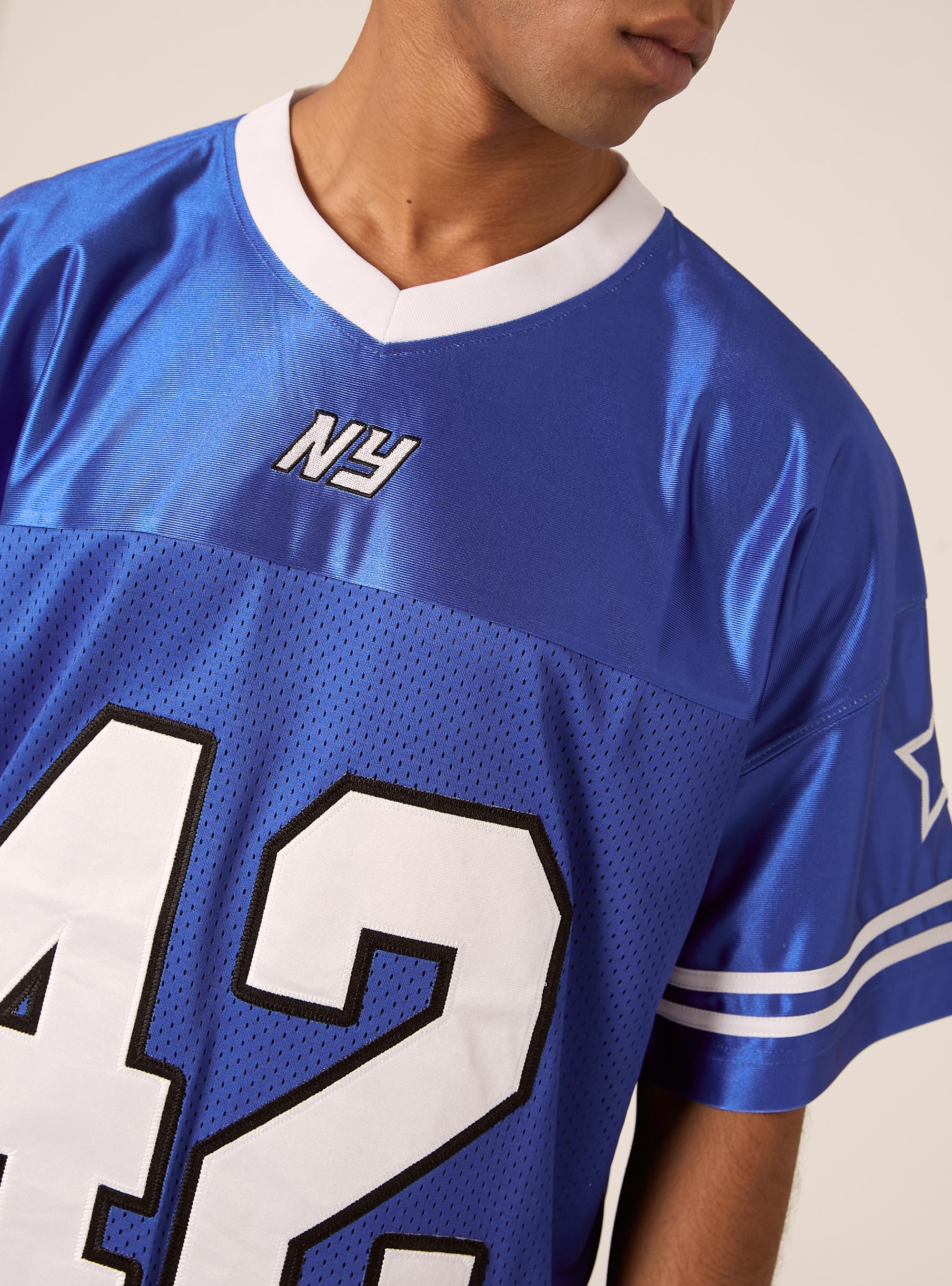 Football-T-Shirt mit Aufn&auml;hern, RY2 ROYALE MEDIUM