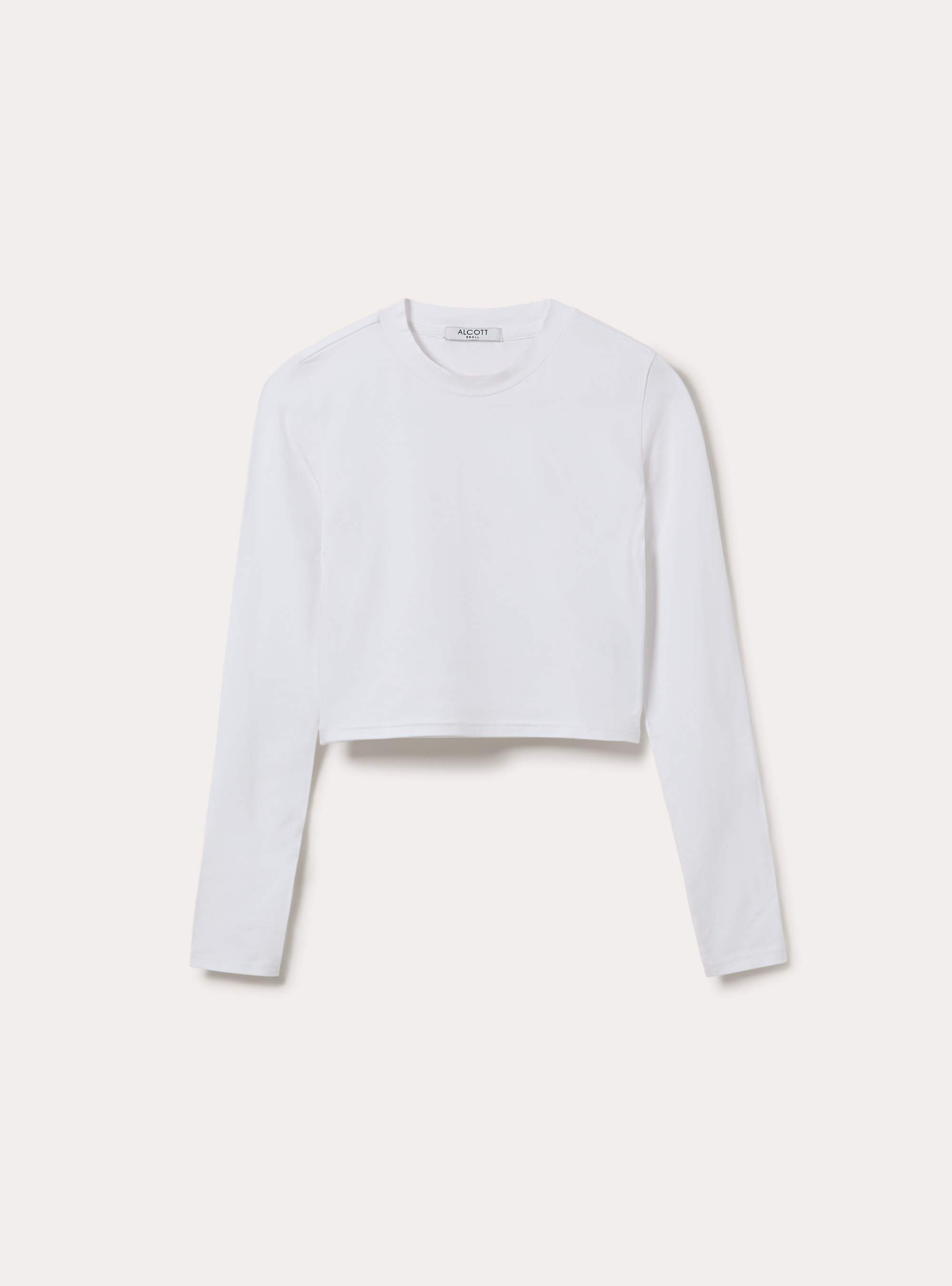 Long Sleeve Crop Top, WH2 WHITE
