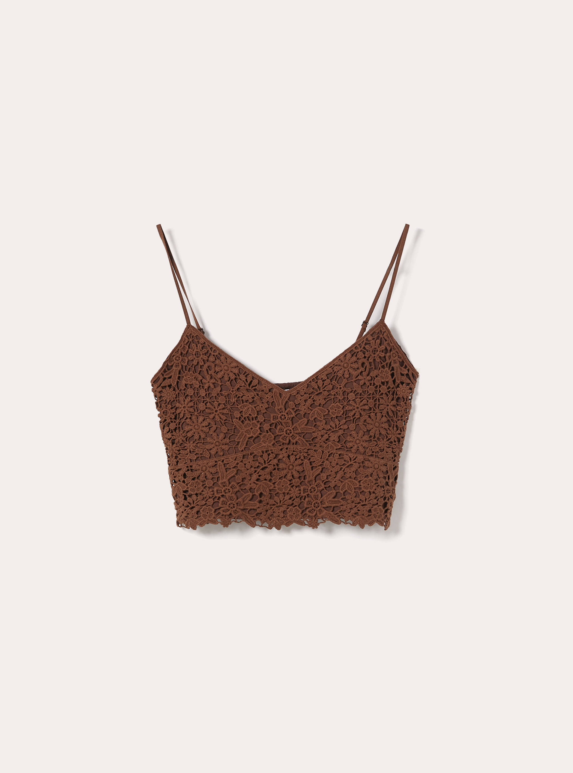 Top de crochet con tirantes, BR2 BROWN MEDIUM