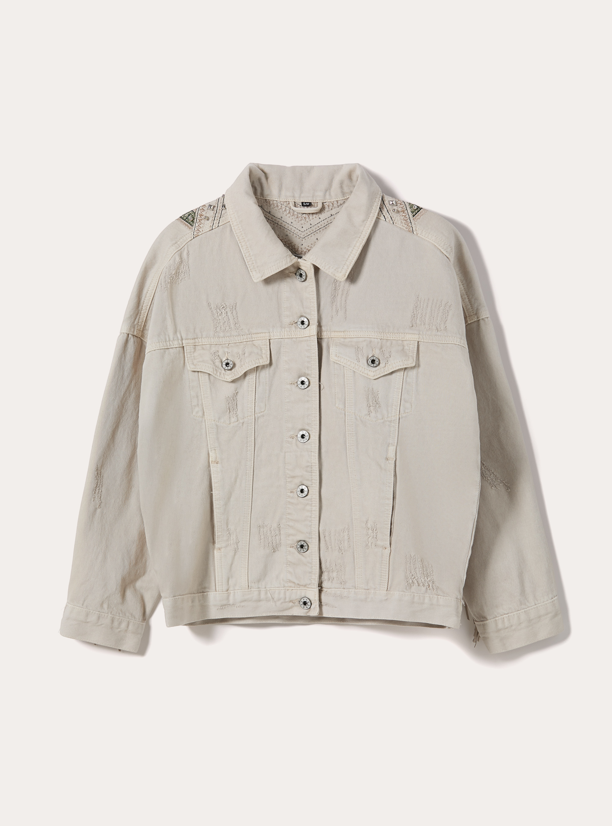 Chaqueta vaquera con flecos, BG3 BEIGE LIGHT
