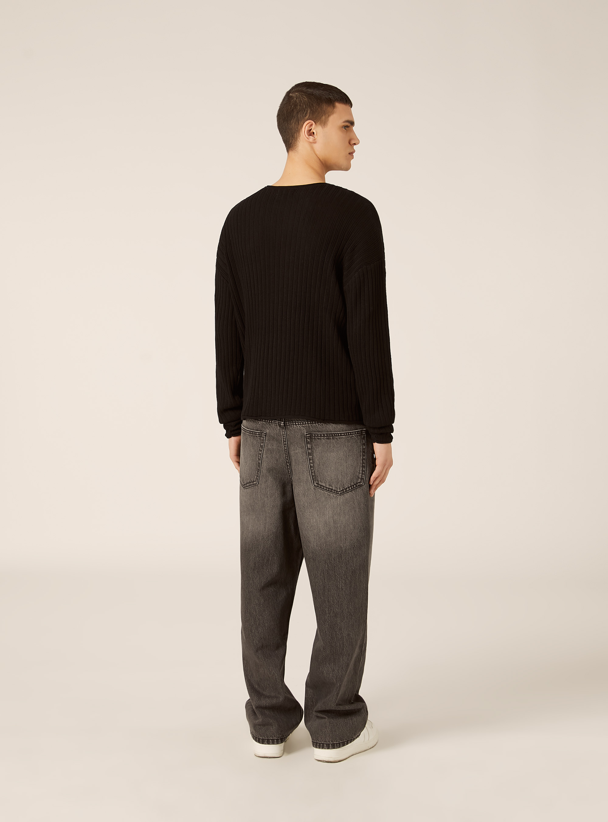 Durchbrochener Pullover aus Baumwolle, BK1 BLACK