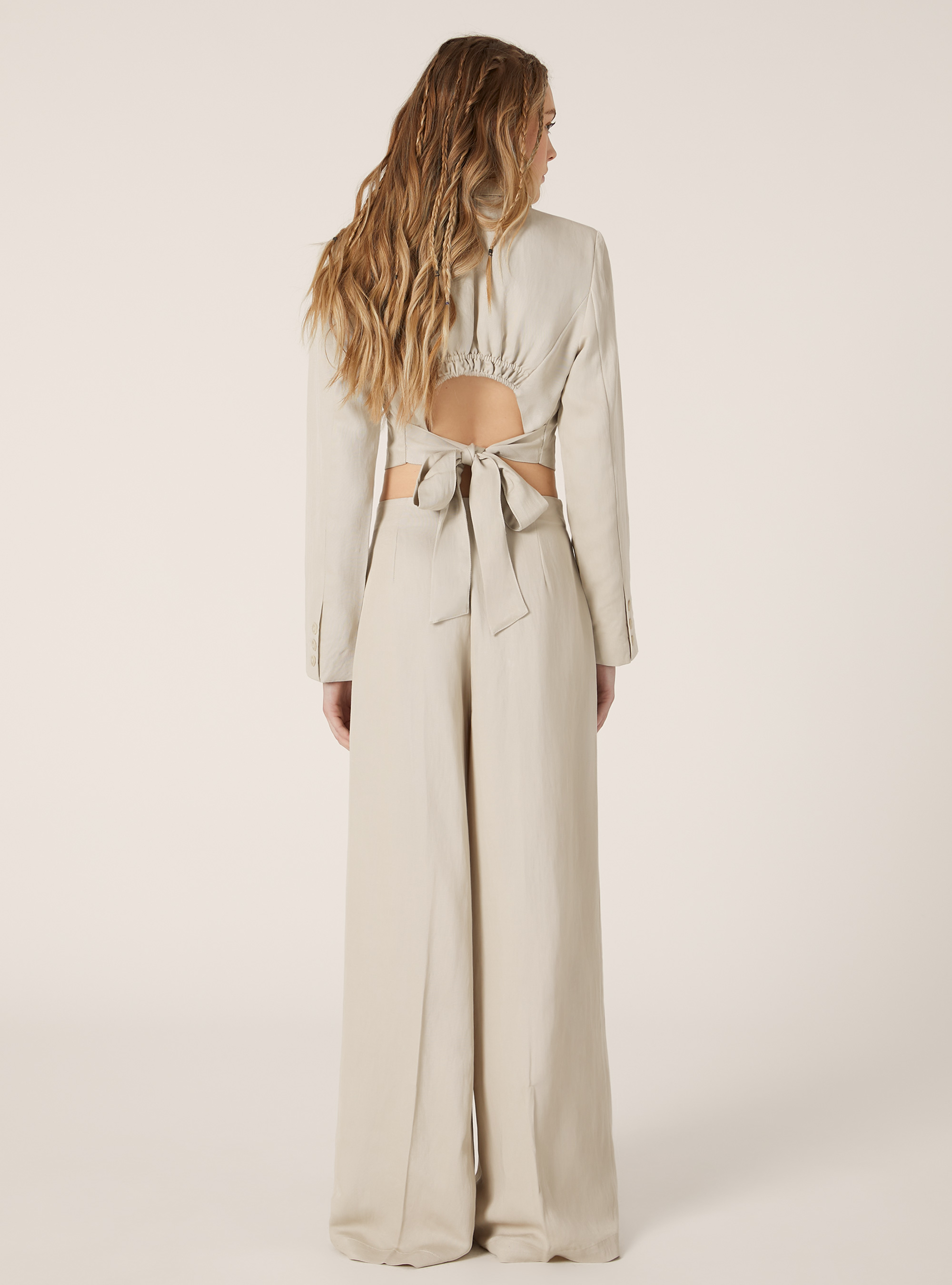 Pantalones de pierna ancha en sarga, BG2 BEIGE MEDIUM