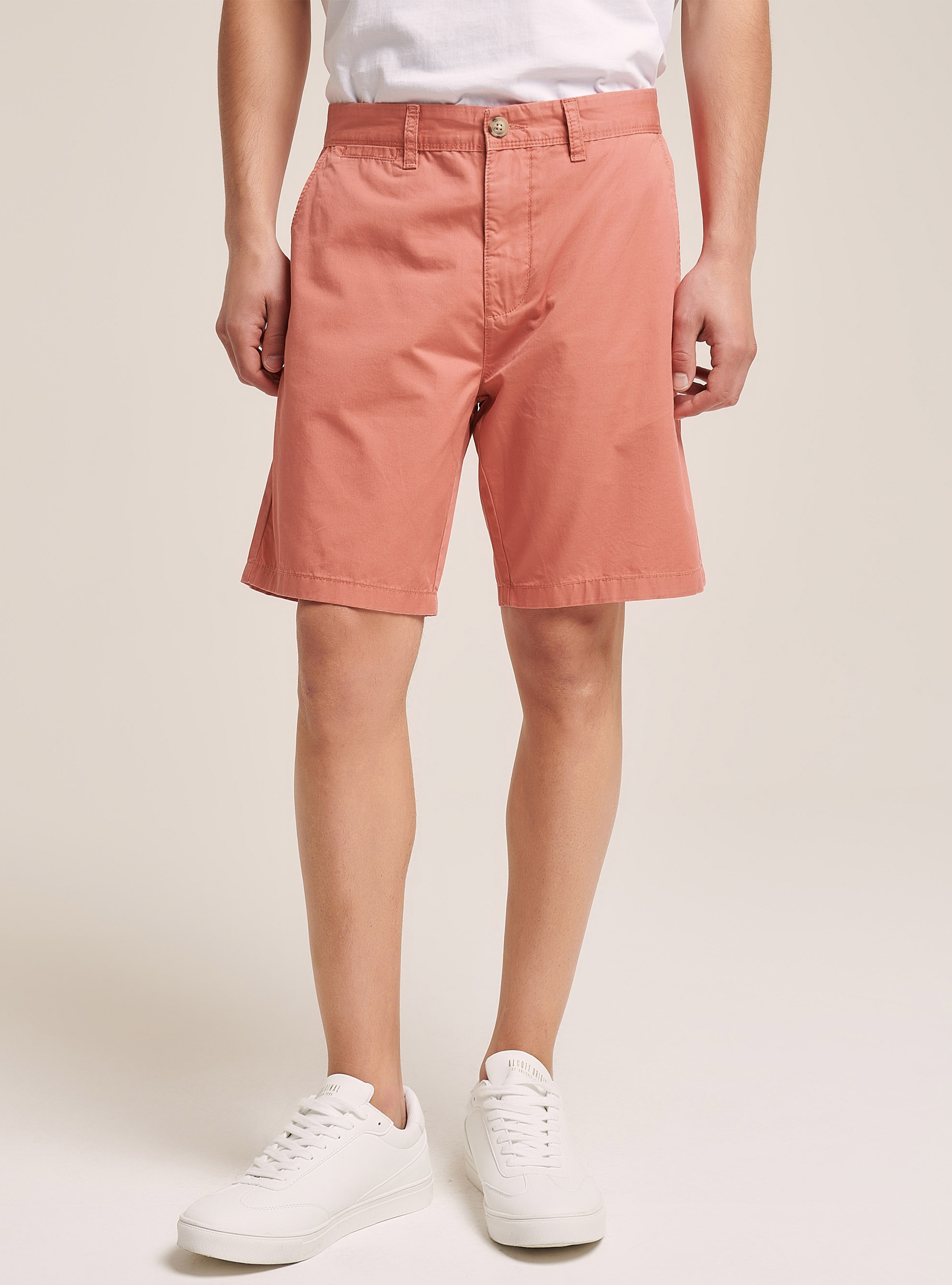 Bermuda in twill in tinta unita, ROSA MEDIO