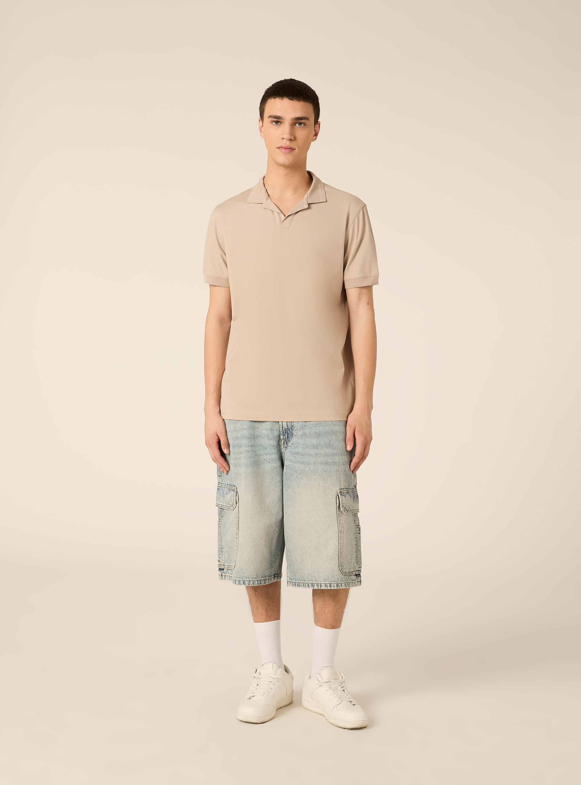 Polo AIRes en piqu&eacute; el&aacute;stico, BG2 BEIGE MEDIUM