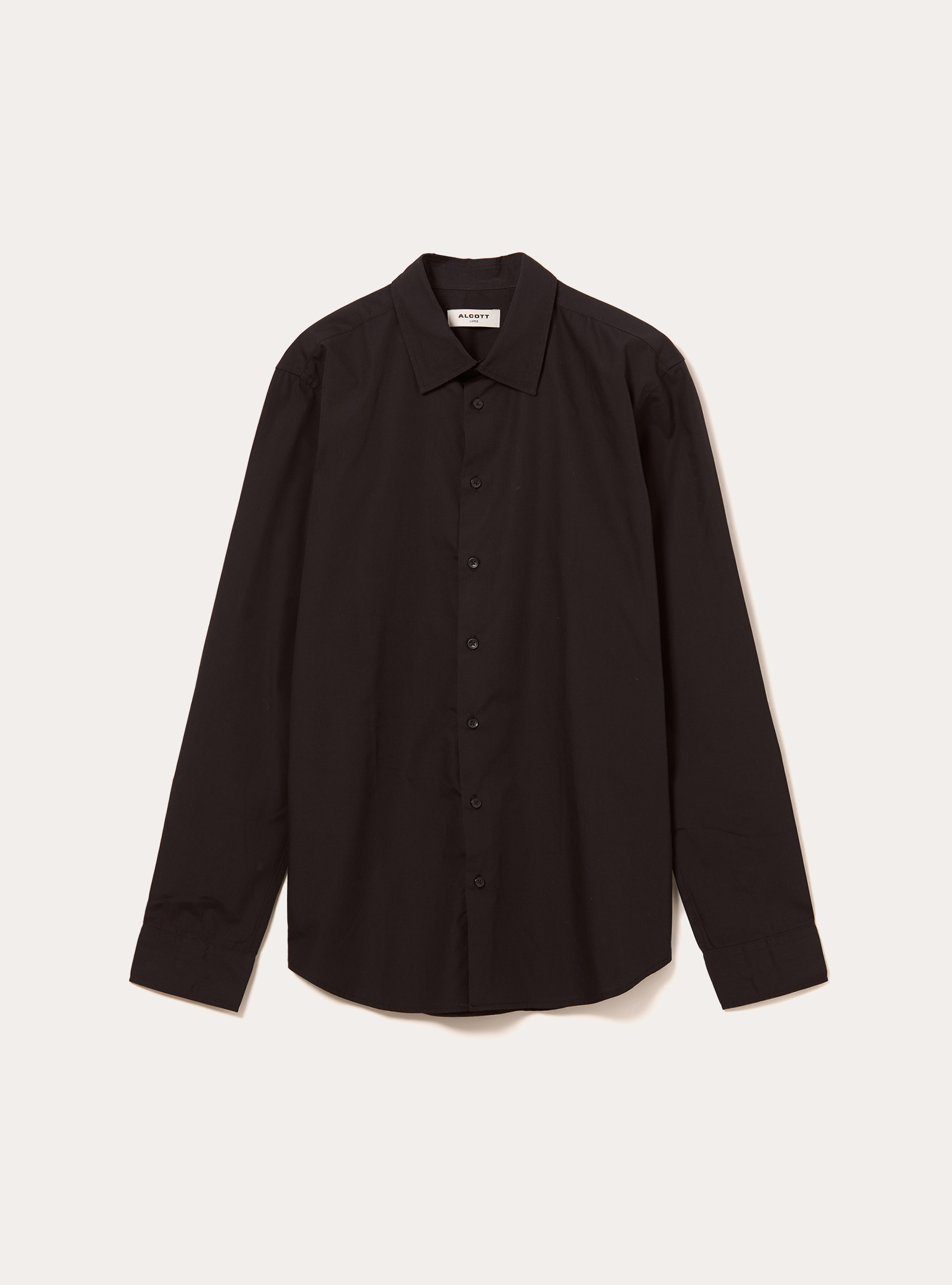 Chemise &agrave; manches longues unie, BK1 BLACK