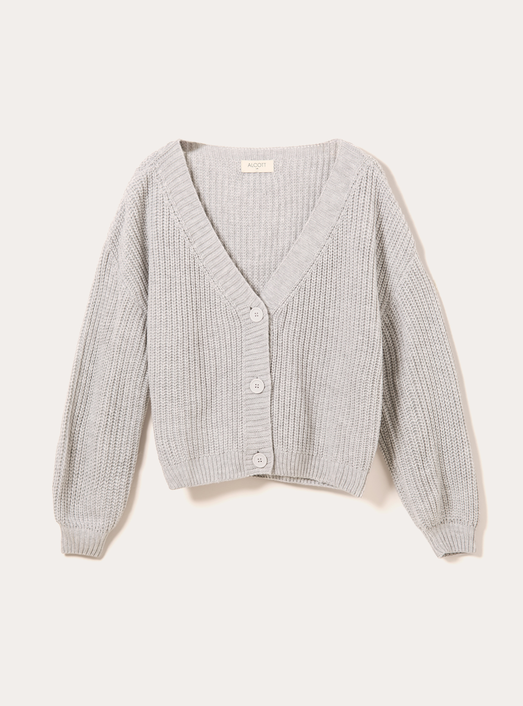 Cardigan en maille &agrave; encolure en V, MGY2 GREY MEL MEDIUM