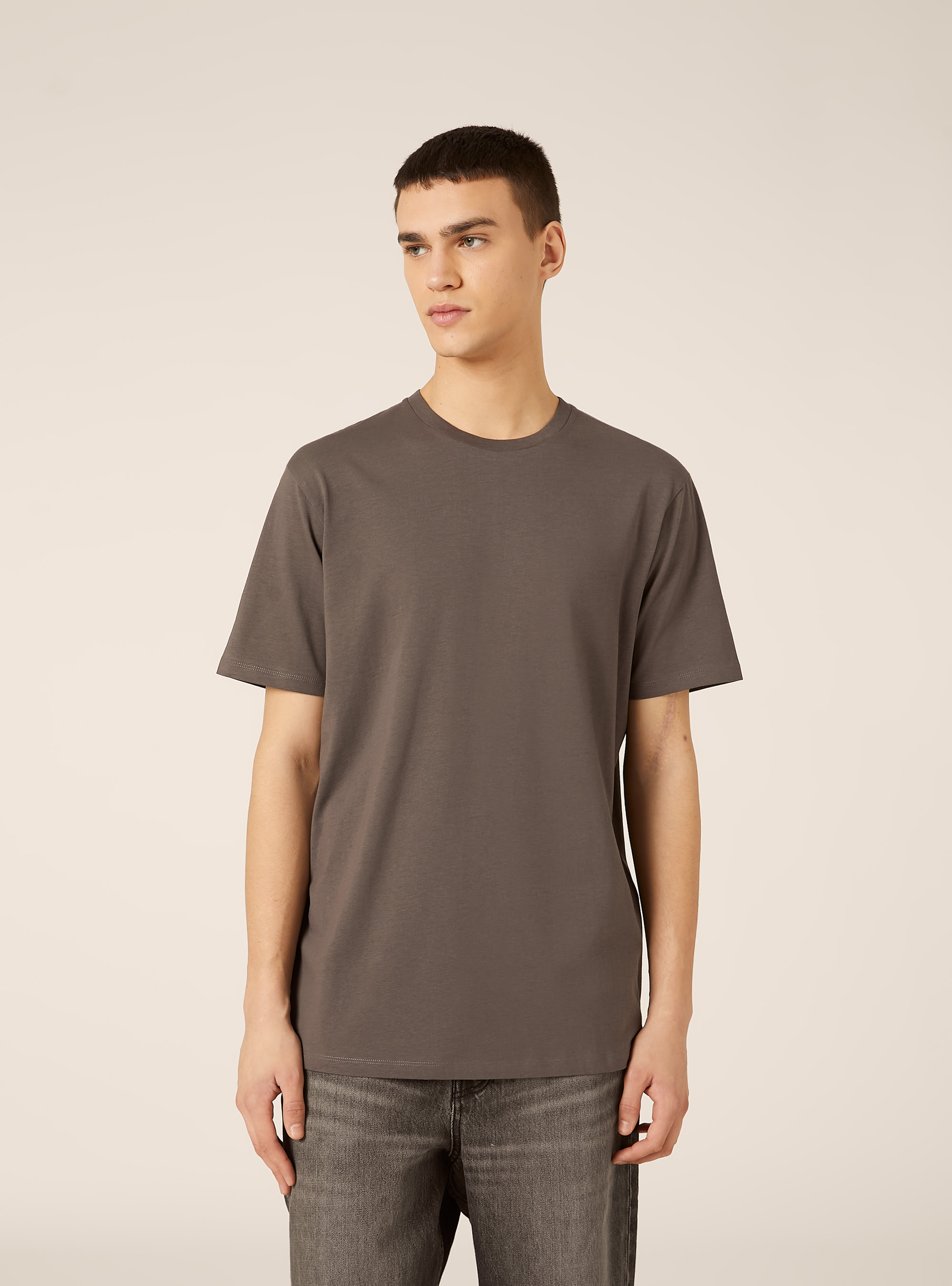 Basic Baumwoll T-Shirt, GY1 GREY DARK