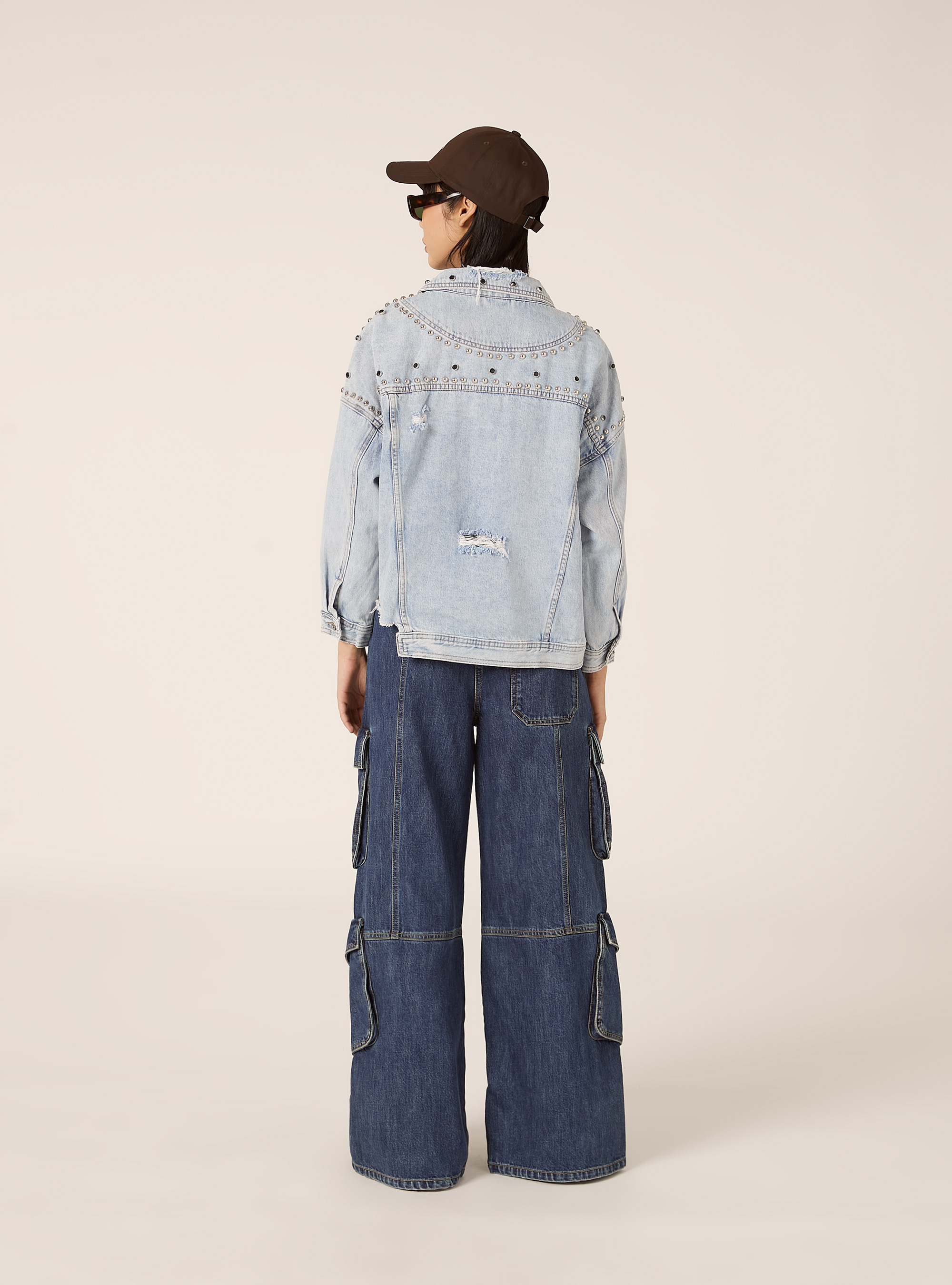 Denim jacket with studs, D007 LIGHT AZURE