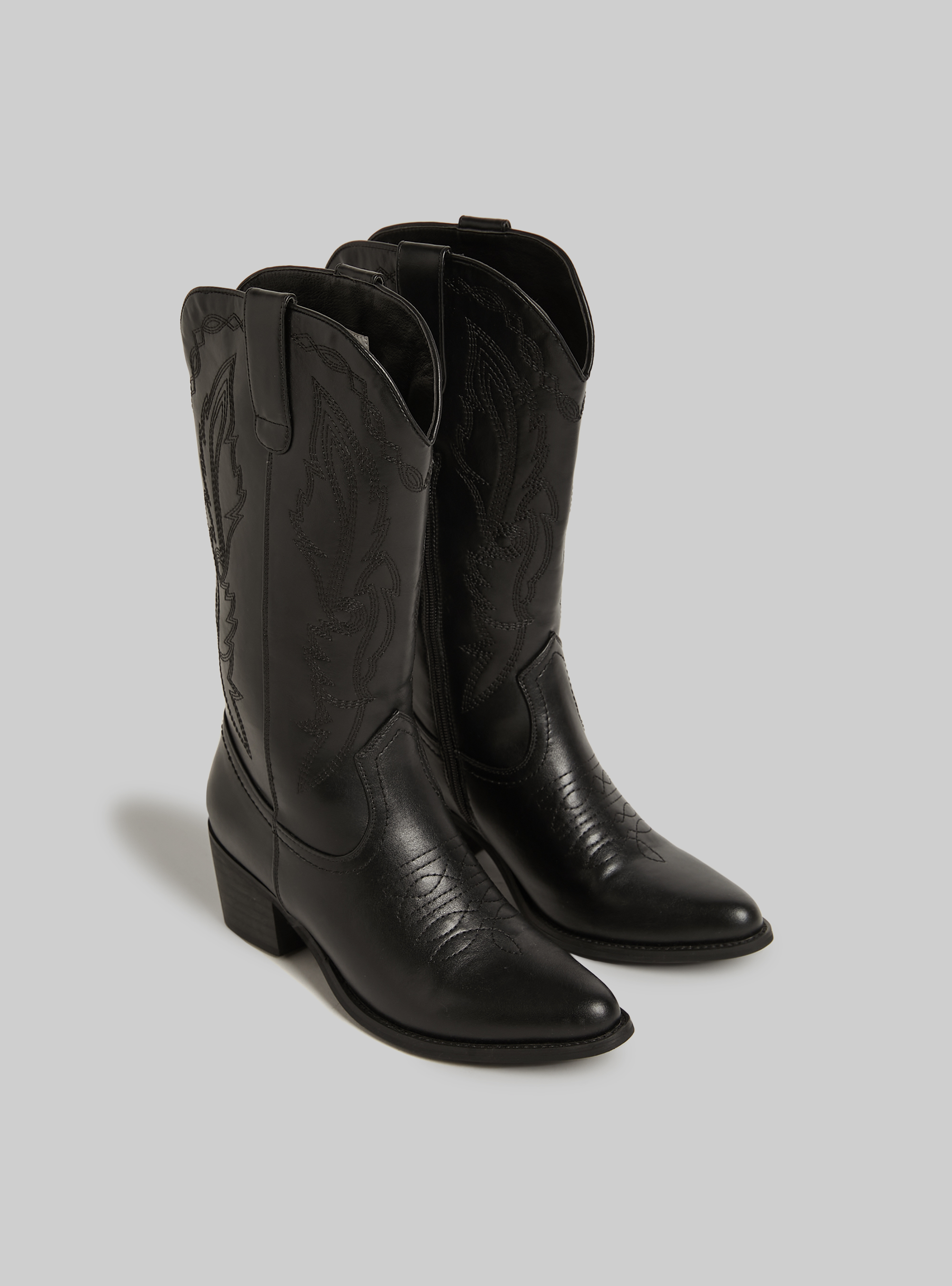 Bottes camperos avec broderies, BK1 BLACK