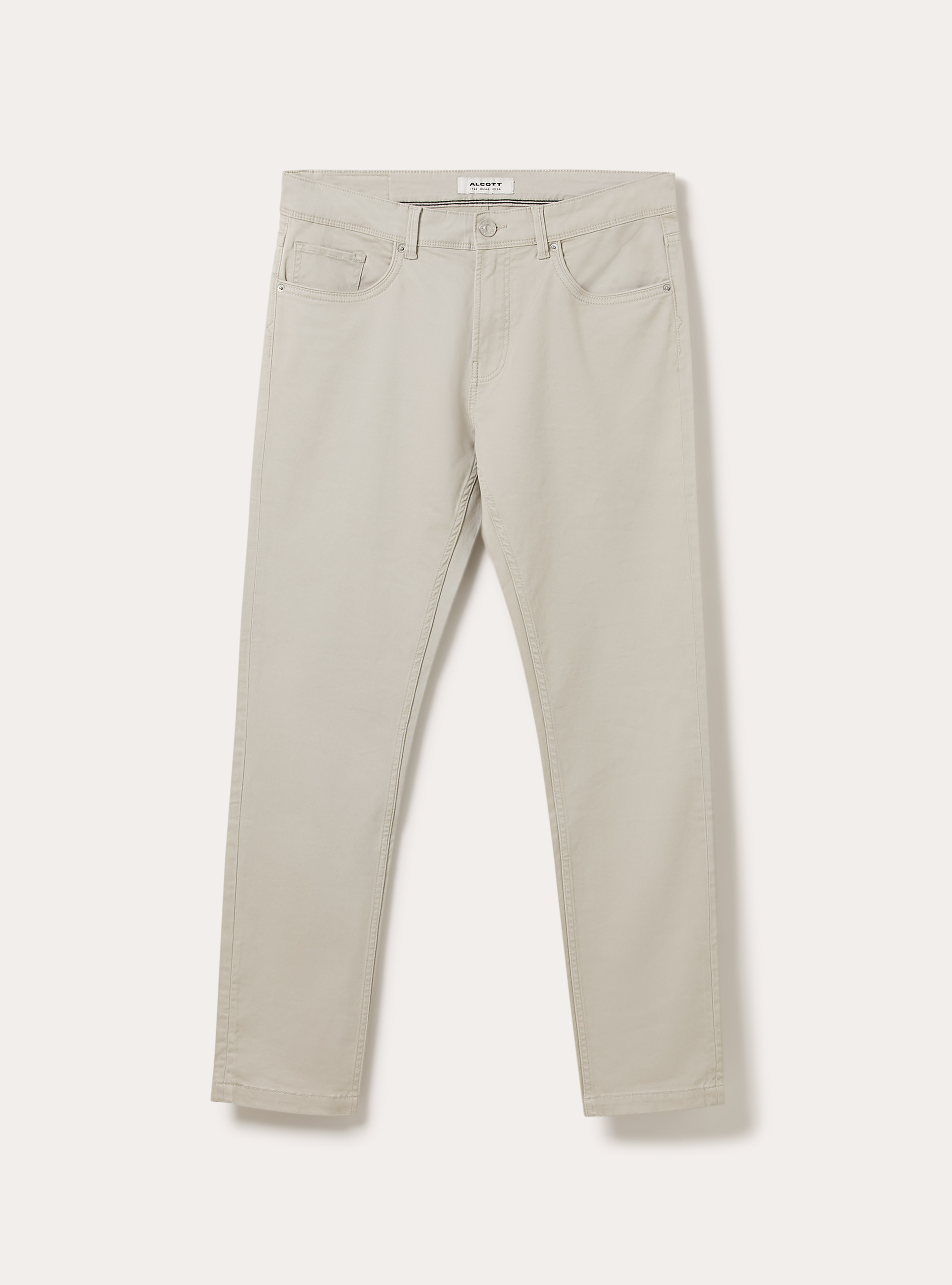 Pantaloni slim fit in cotone, BEIGE CHIARO