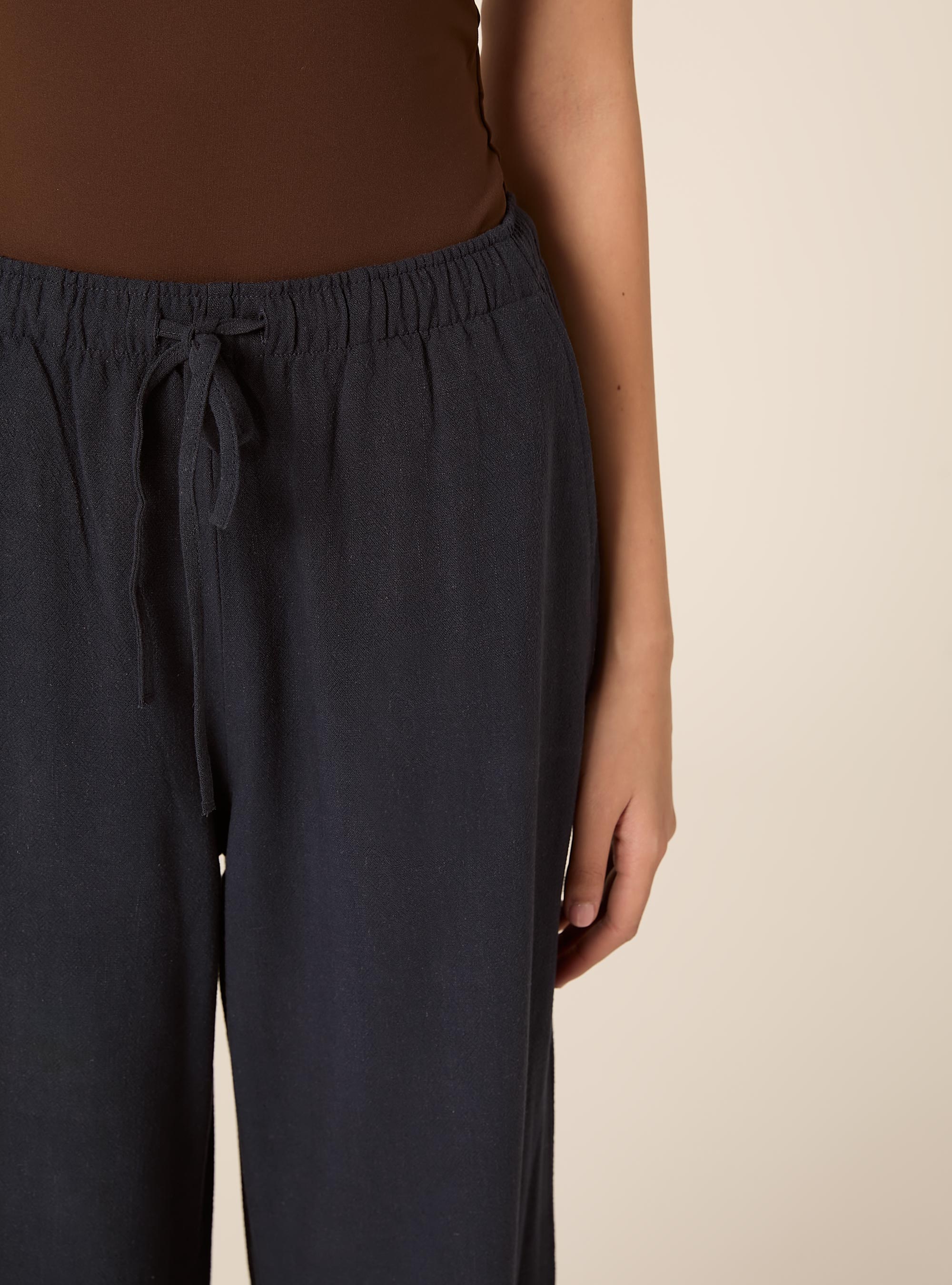 Linen-blend palazzo pants, NA2 NAVY MEDIUM