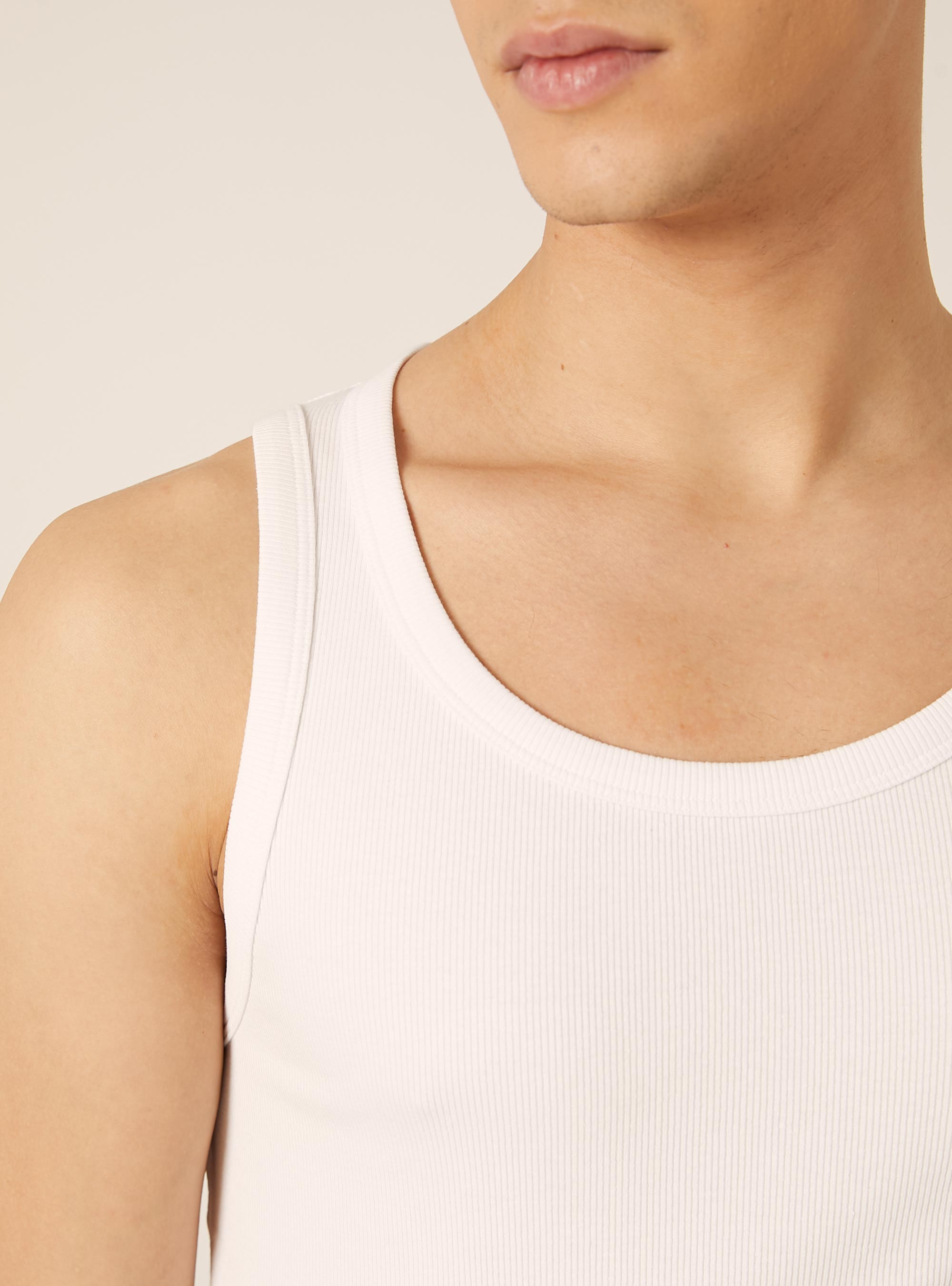 Slim Fit Ribbed Cotton Tank Top, WH3 WHITE