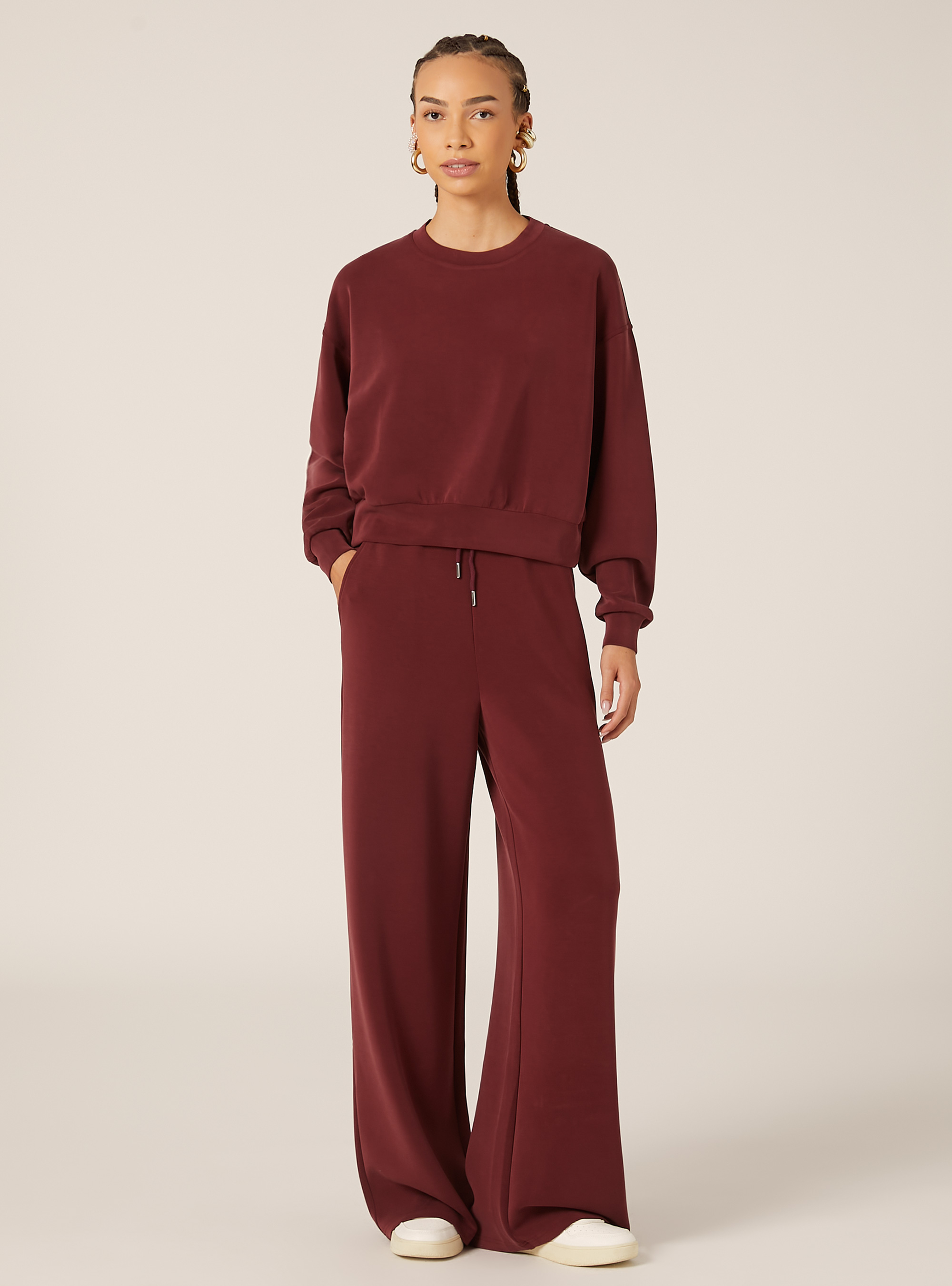 Soft-Touch-Sweatshirt, BO1 BORDEAUX DARK