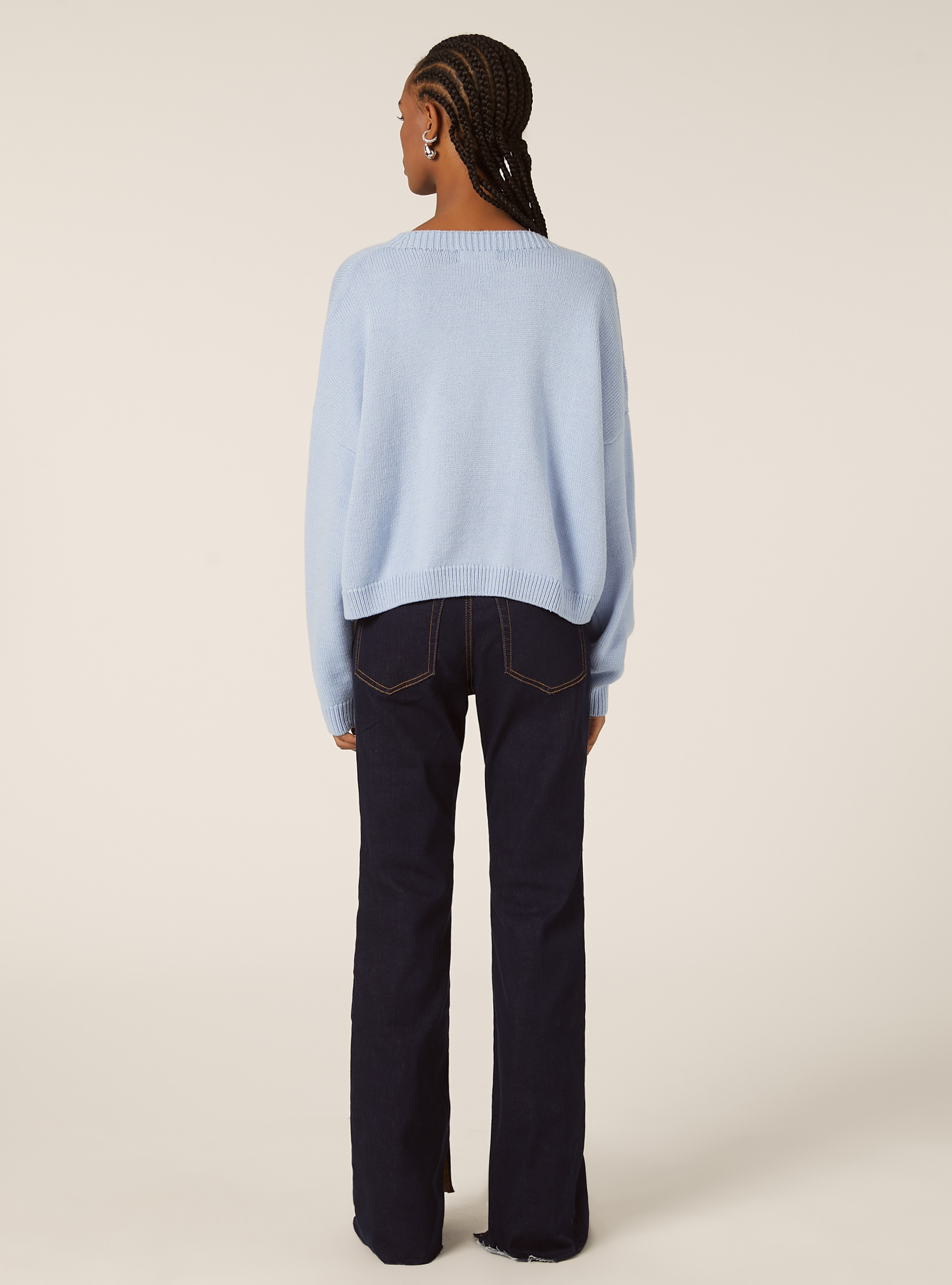 Pull &agrave; col rond basique, MAZ2 AZURE MEL MEDIUM