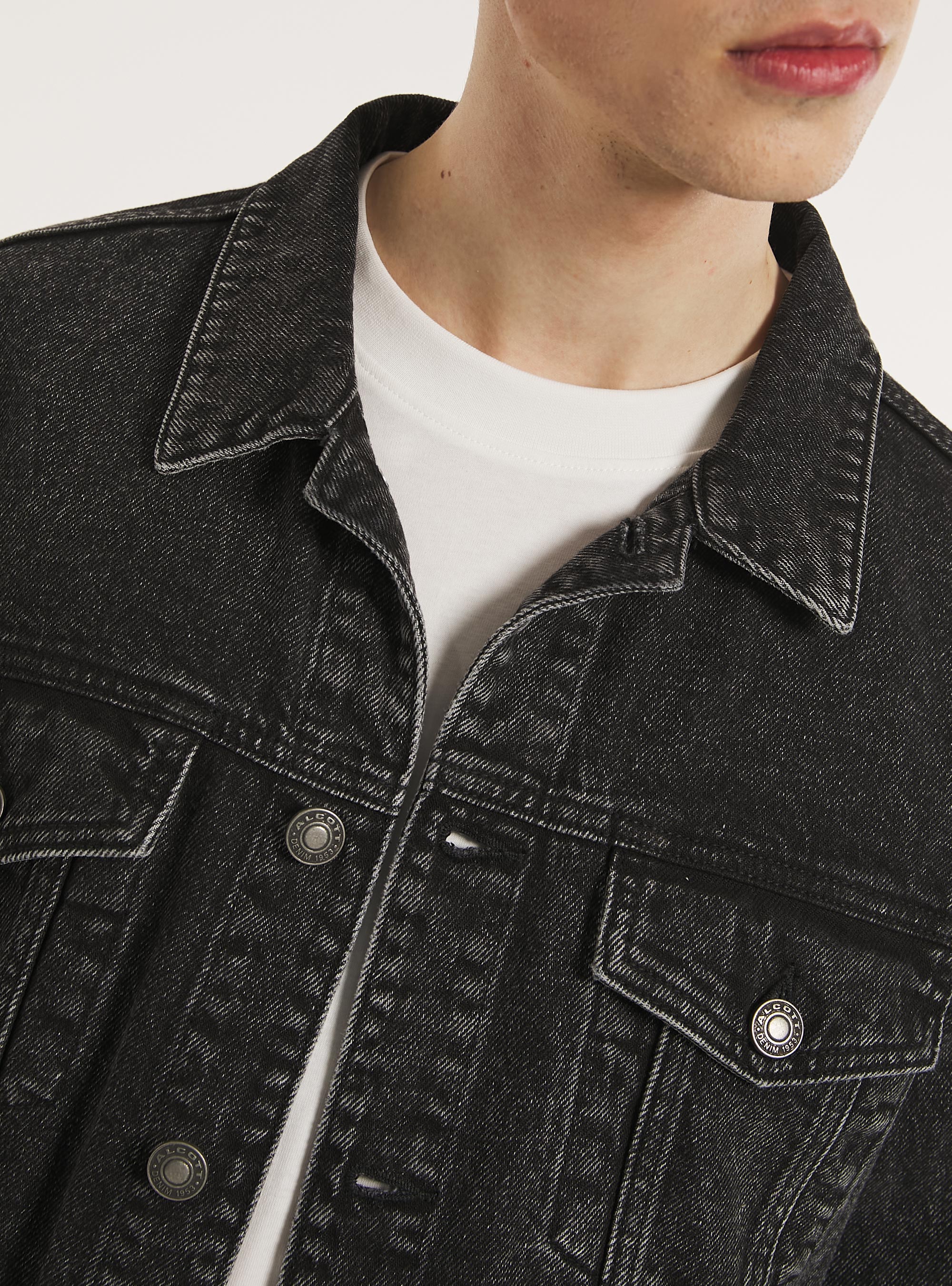 Veste en denim &agrave; coupe r&eacute;guli&egrave;re, D000 BLACK