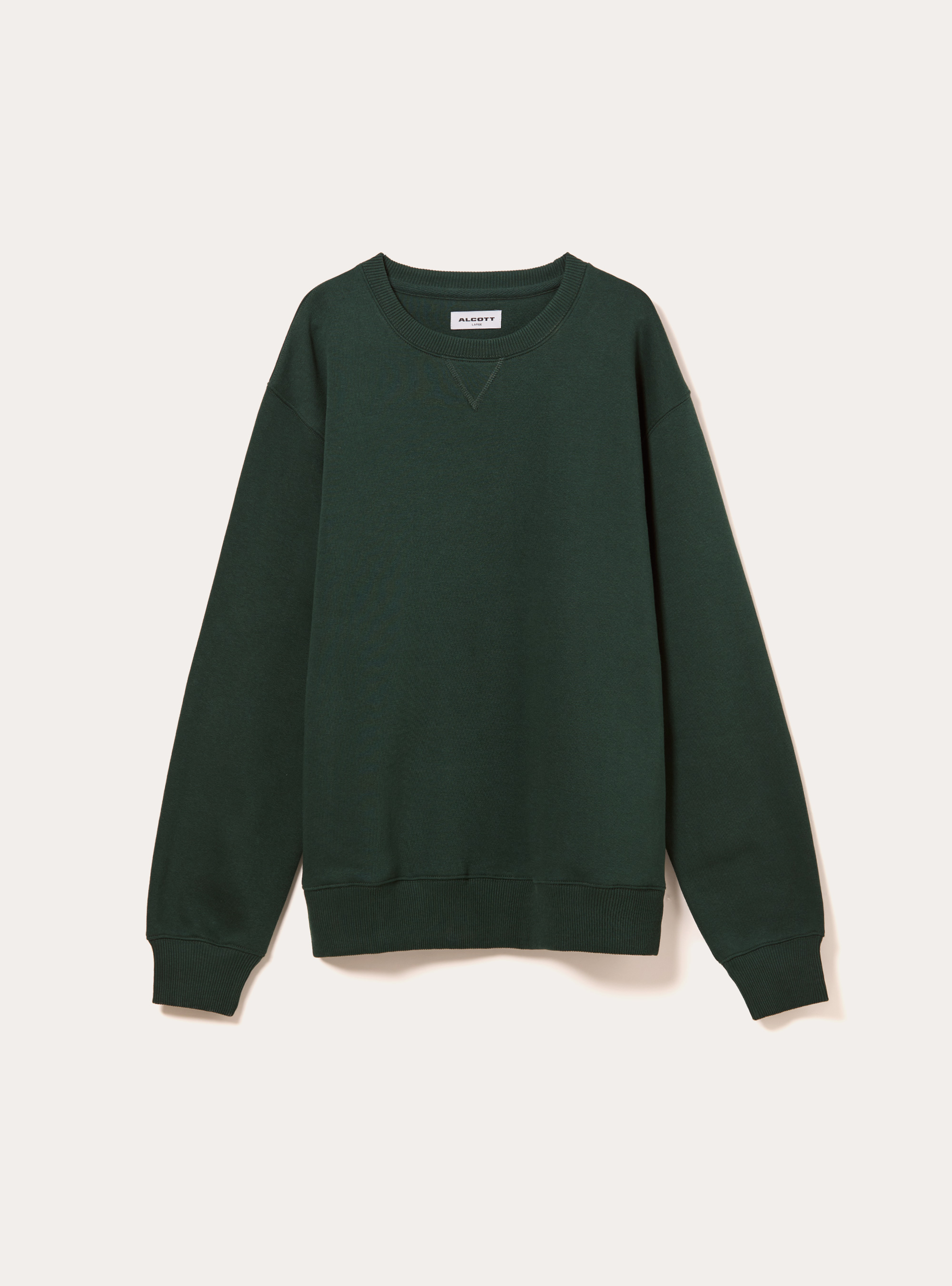 Sweat-shirt &agrave; col rond uni, GN1 GREEN DARK