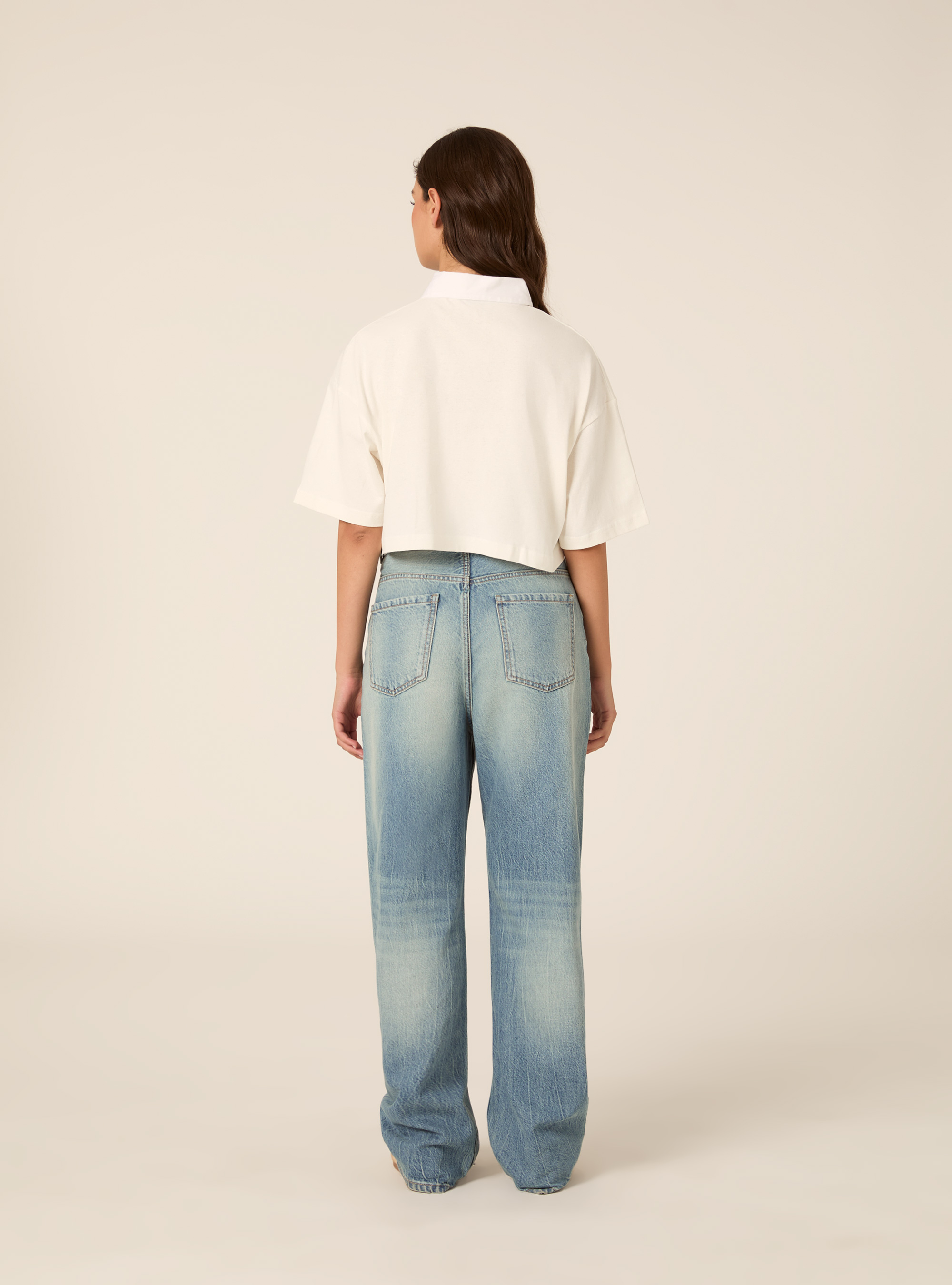 Polo Court Oversize &agrave; Broderie, WH1 OFF WHITE