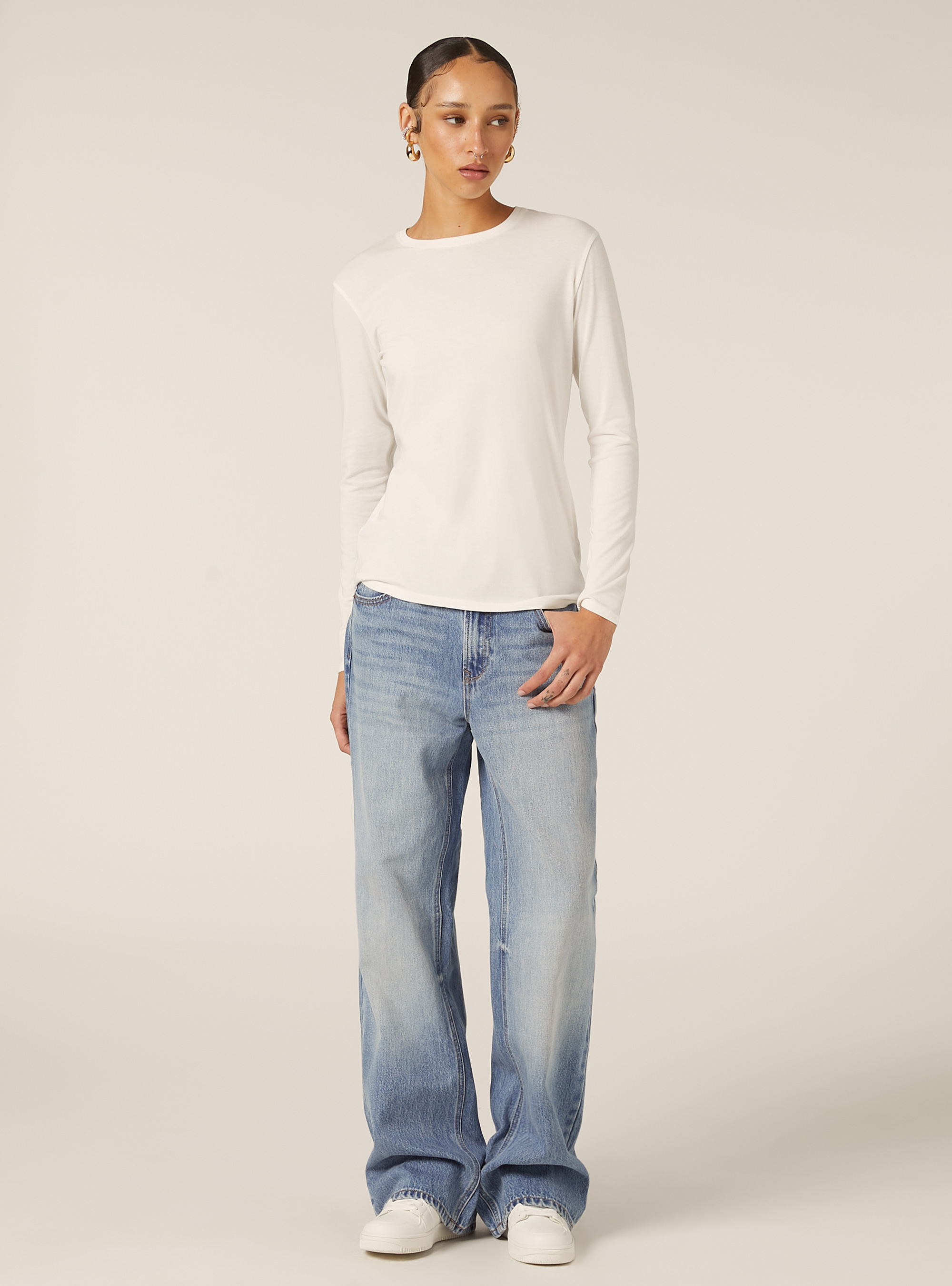 T-shirt basique &agrave; manches longues, WH1 OFF WHITE