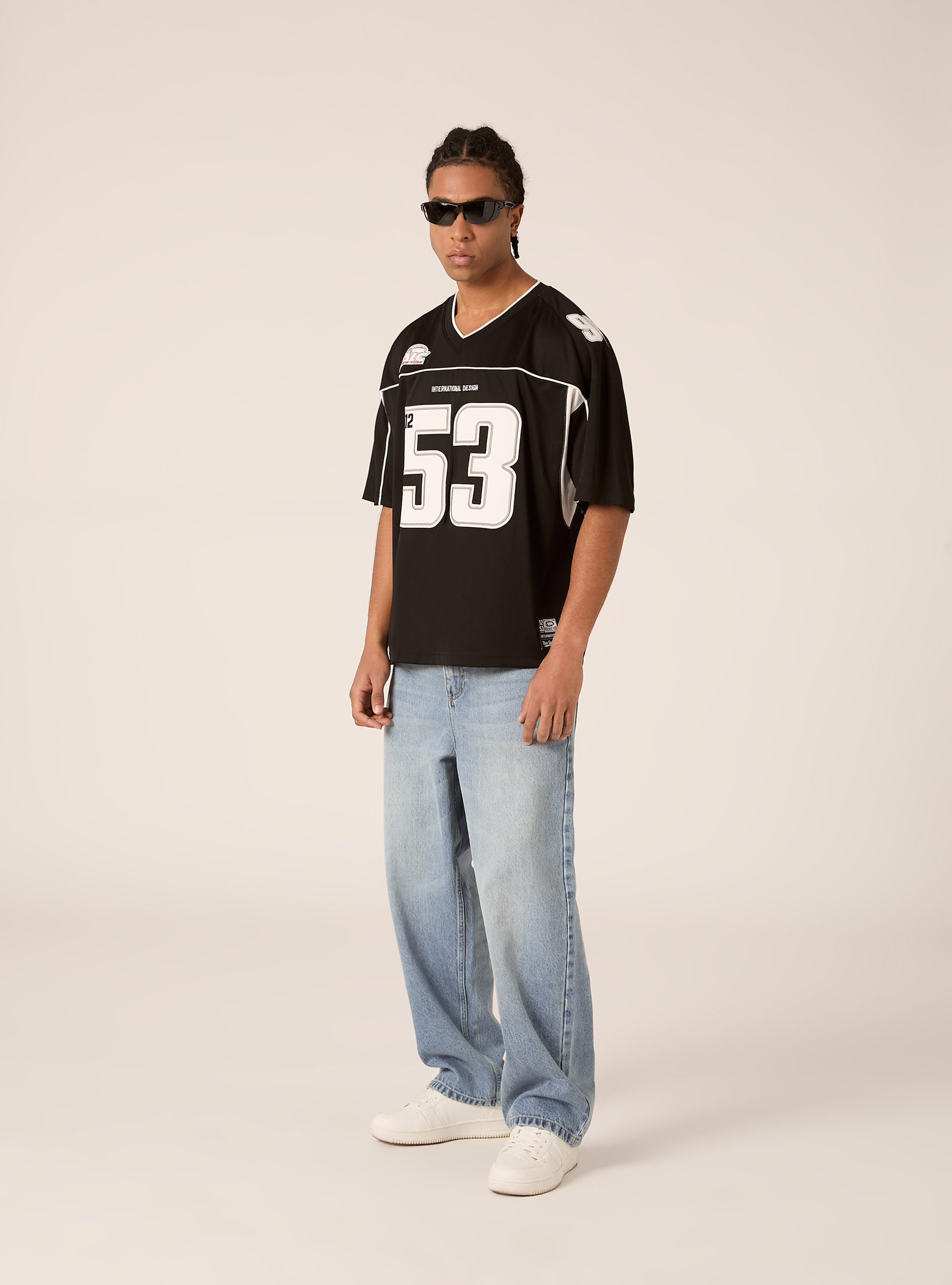 Football-T-Shirt mit Aufn&auml;hern, BK1 BLACK
