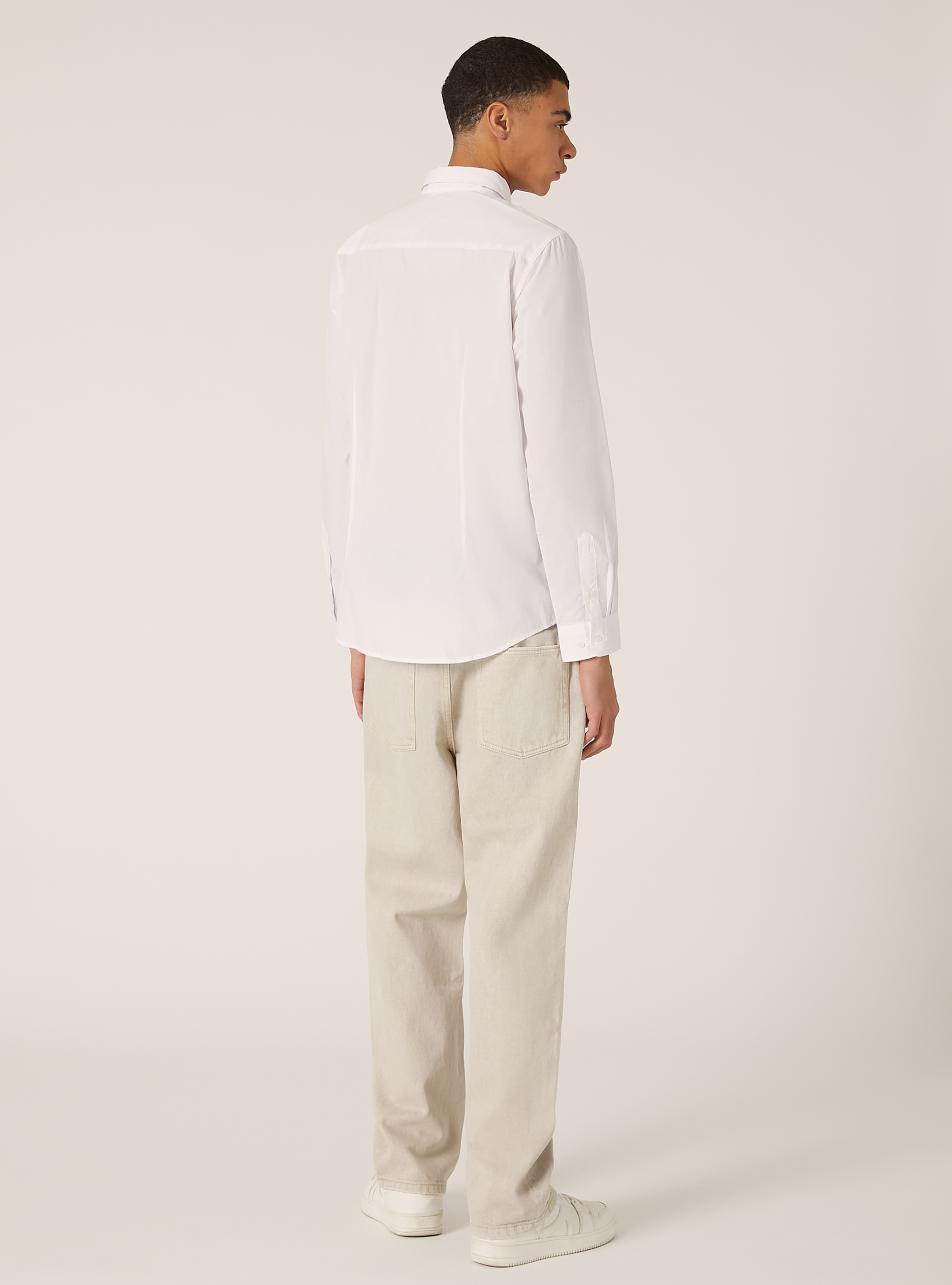 Chemise &agrave; manches longues unie, WH1 OFF WHITE
