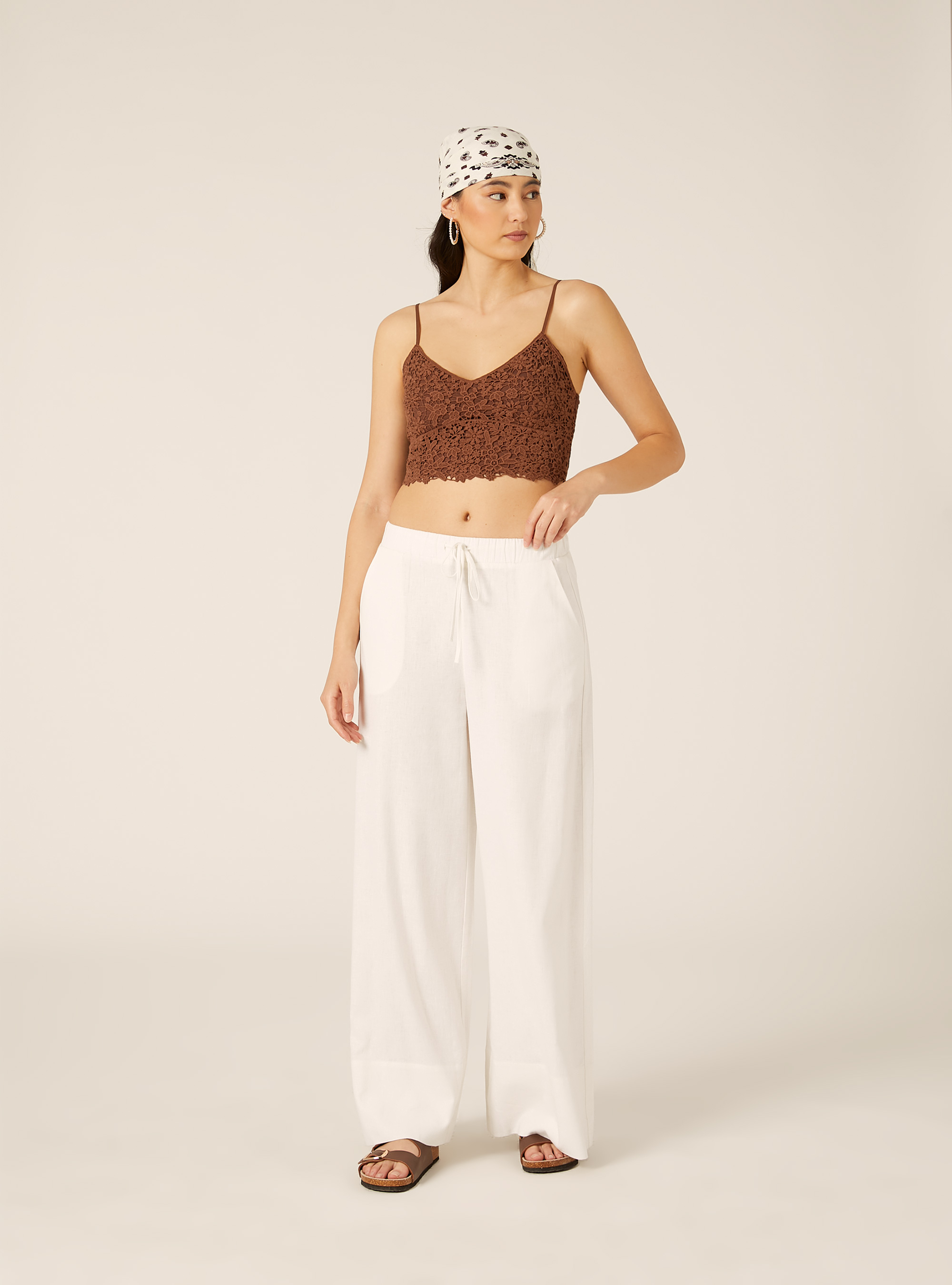 Top de crochet con tirantes, BR2 BROWN MEDIUM