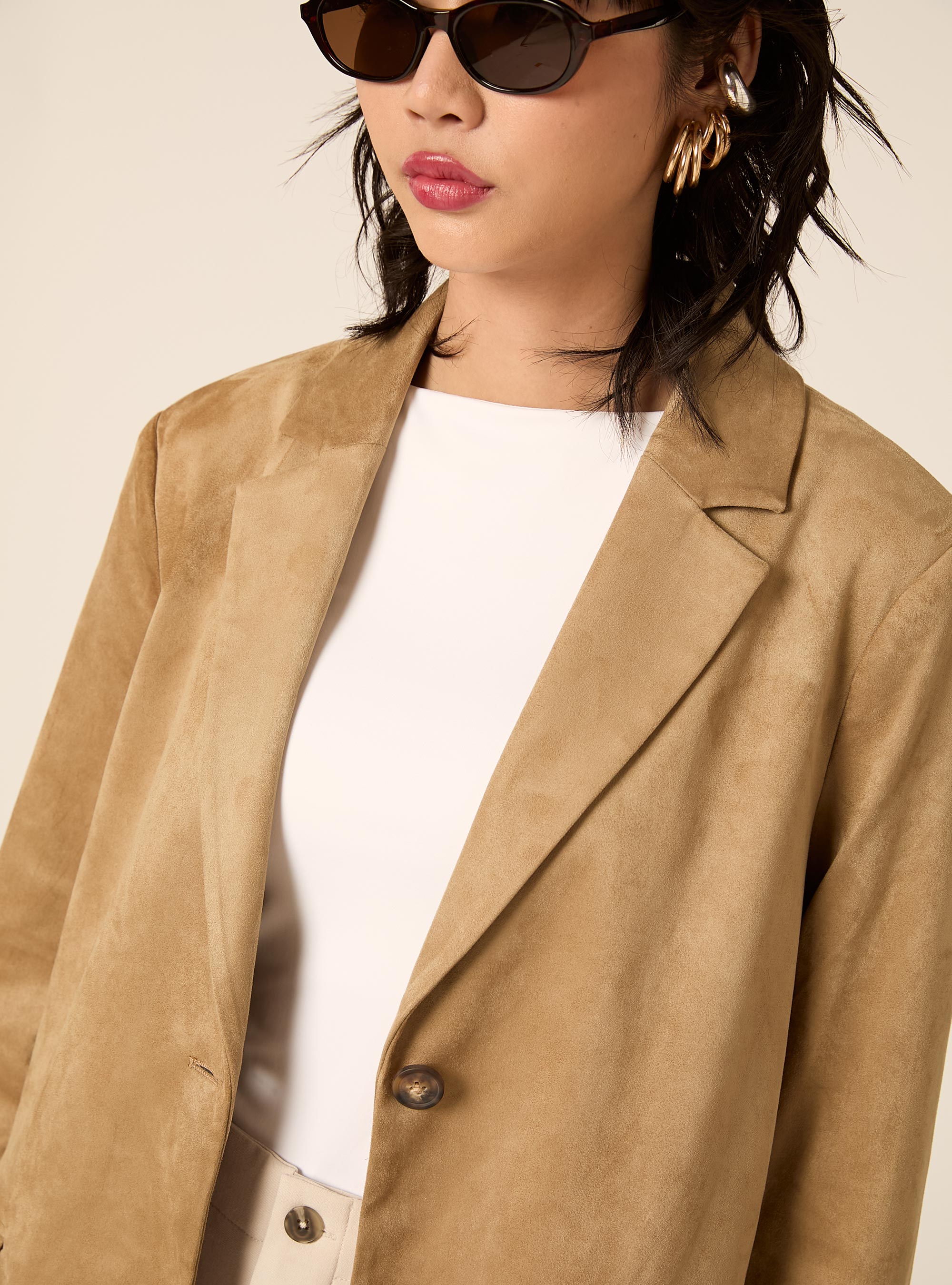 Blazer con efecto ante, BG2 BEIGE MEDIUM