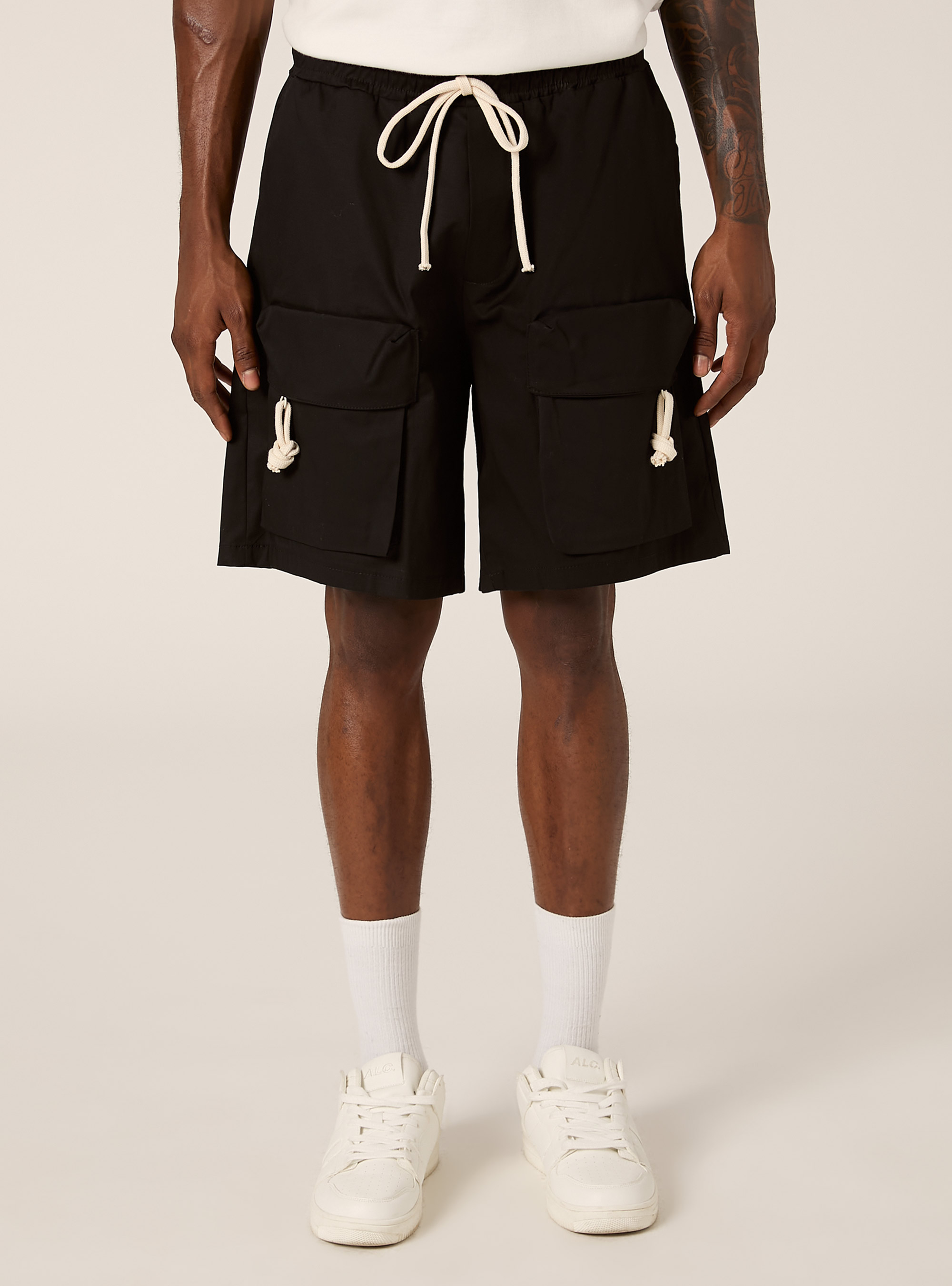 Bermuda cargo en coton, BK1 BLACK