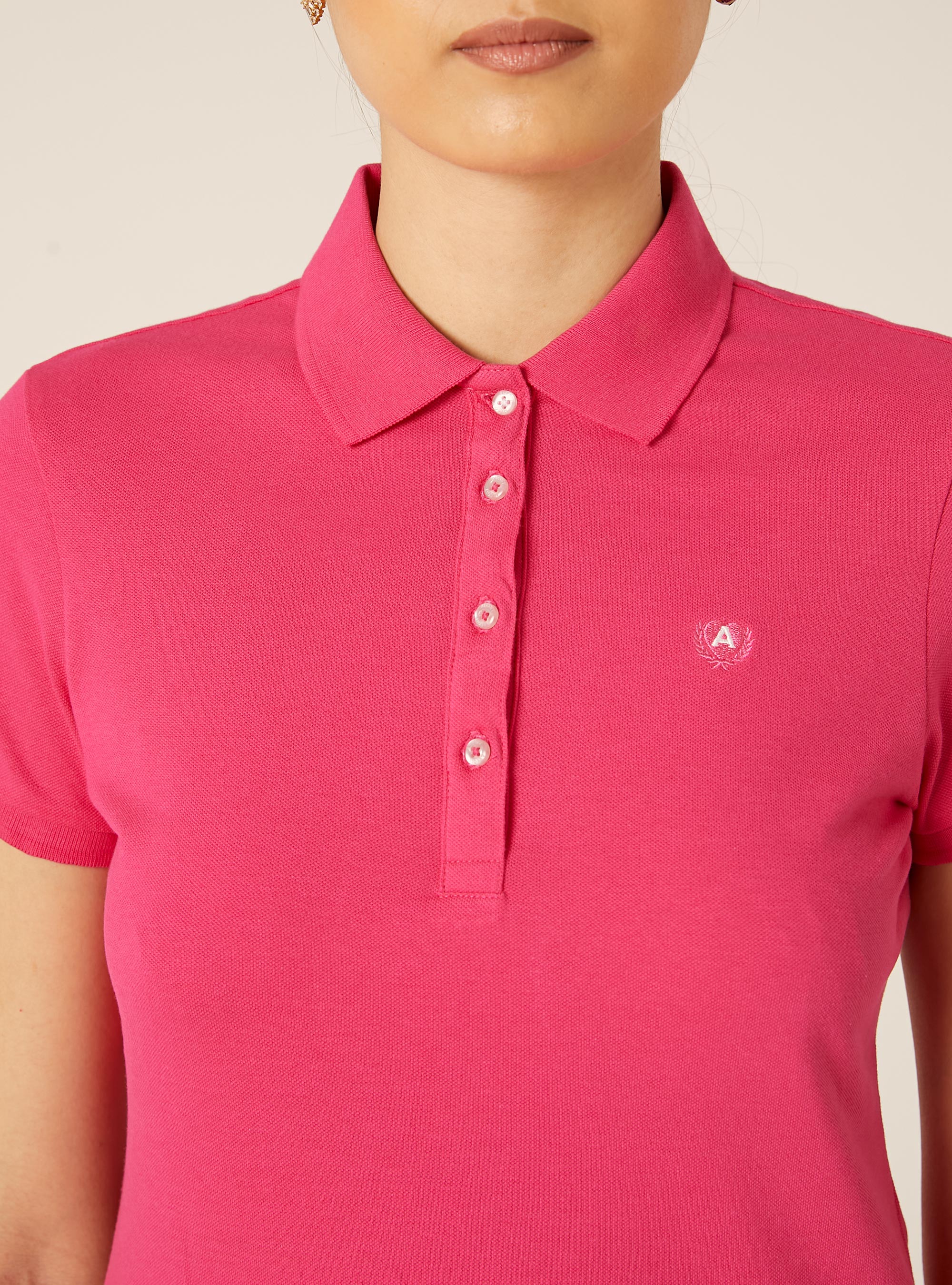 Slim Fit Polo Shirt with Embroidered Logo, FX2 FUXIA MEDIUM