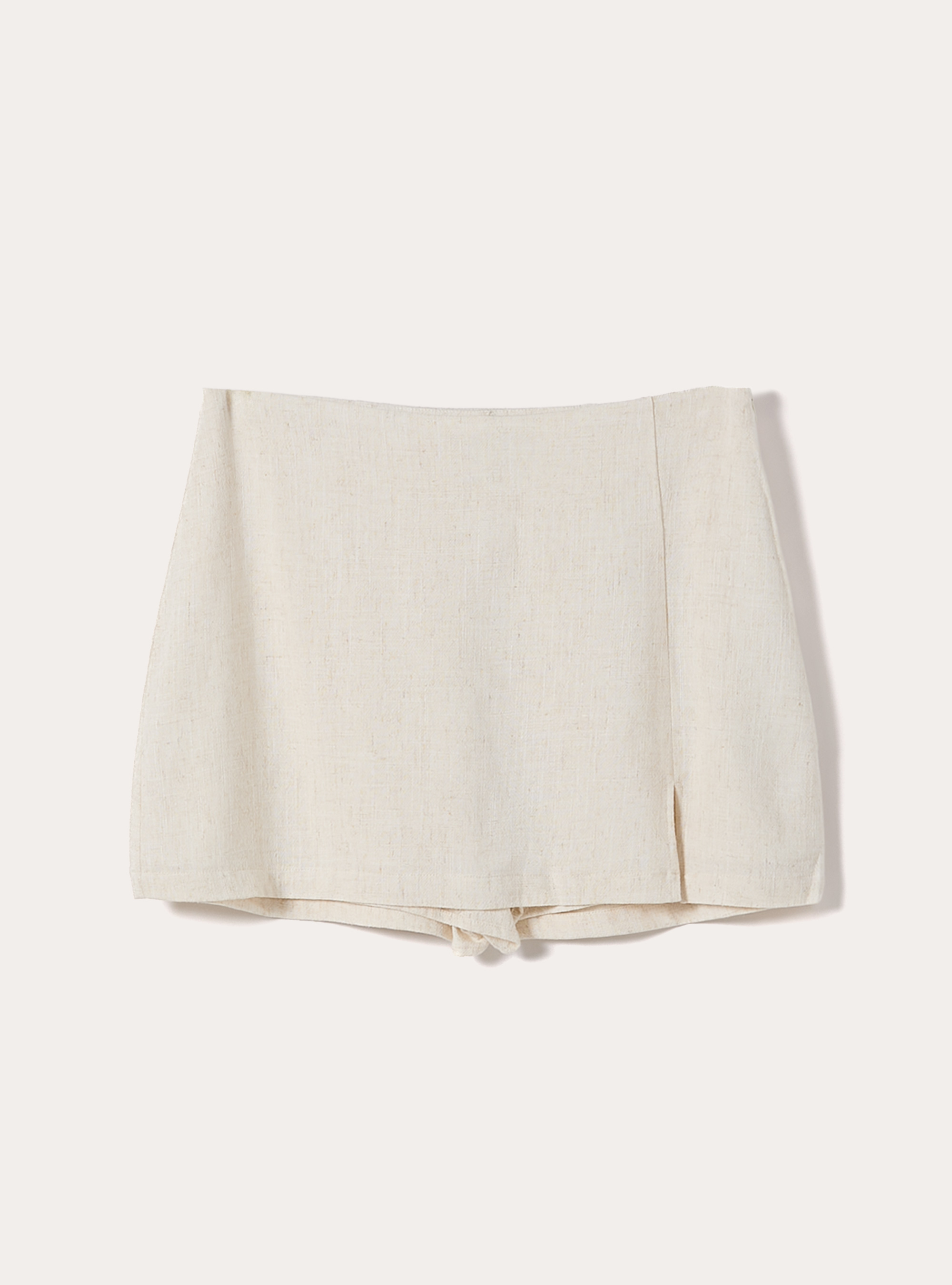 Jupe-short en lin m&eacute;lang&eacute;, MBG3 BEIGE MEL LIGHT