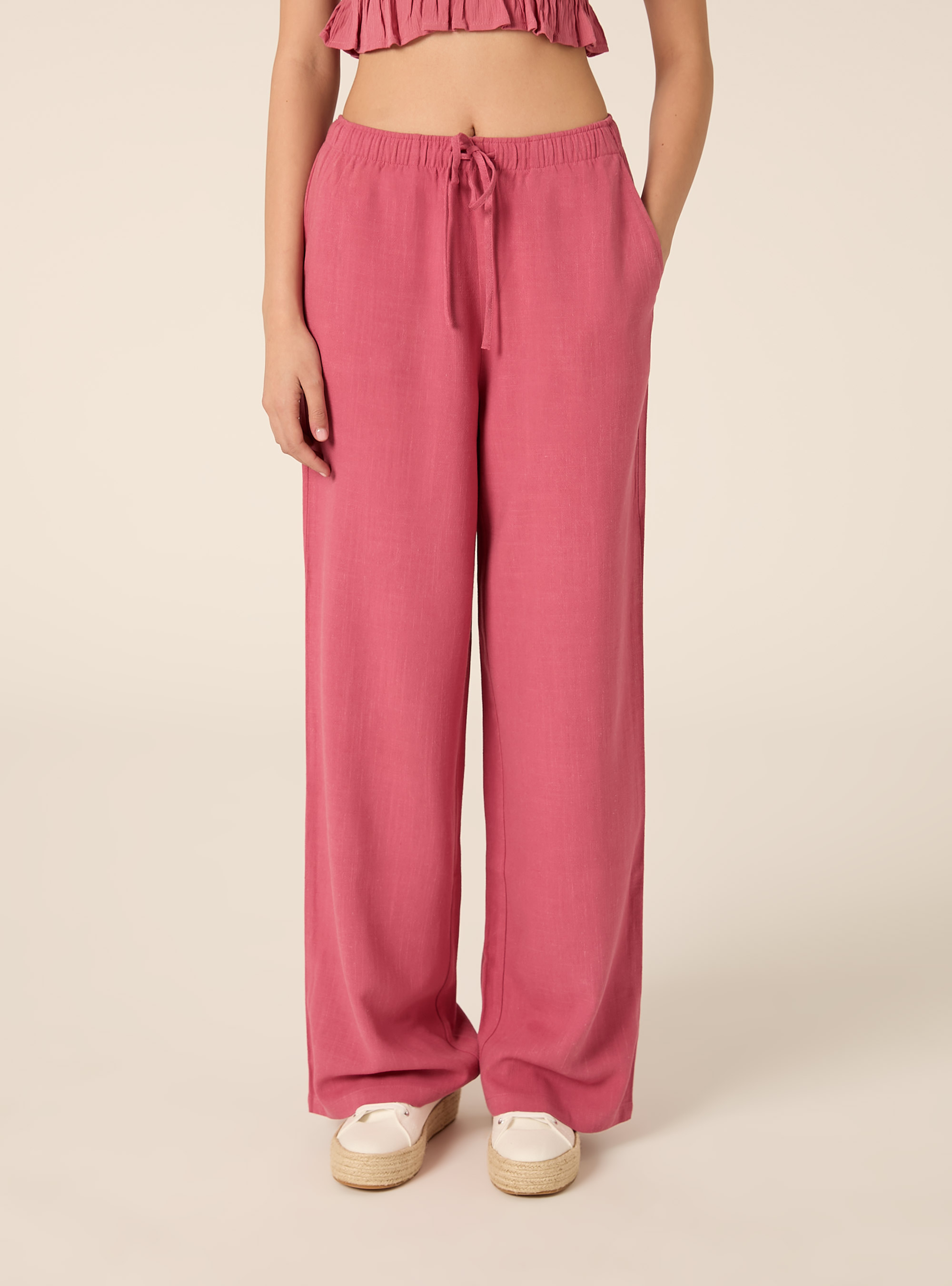 Palazzo-Hose aus Leinenmischgewebe, PK1 PINK DARK