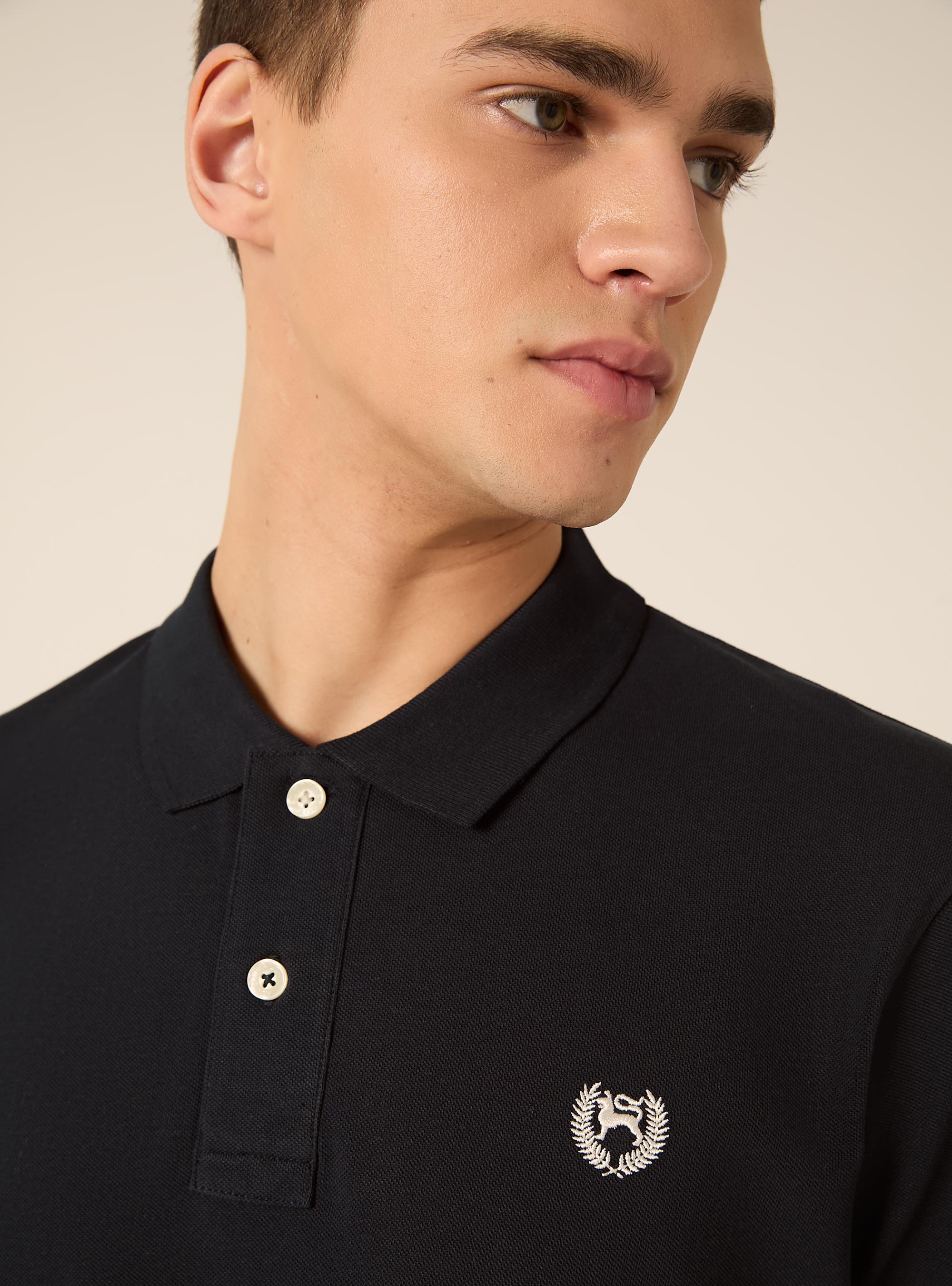 Polo de piqu&eacute; de algod&oacute;n con bordado, NA1 NAVY DARK