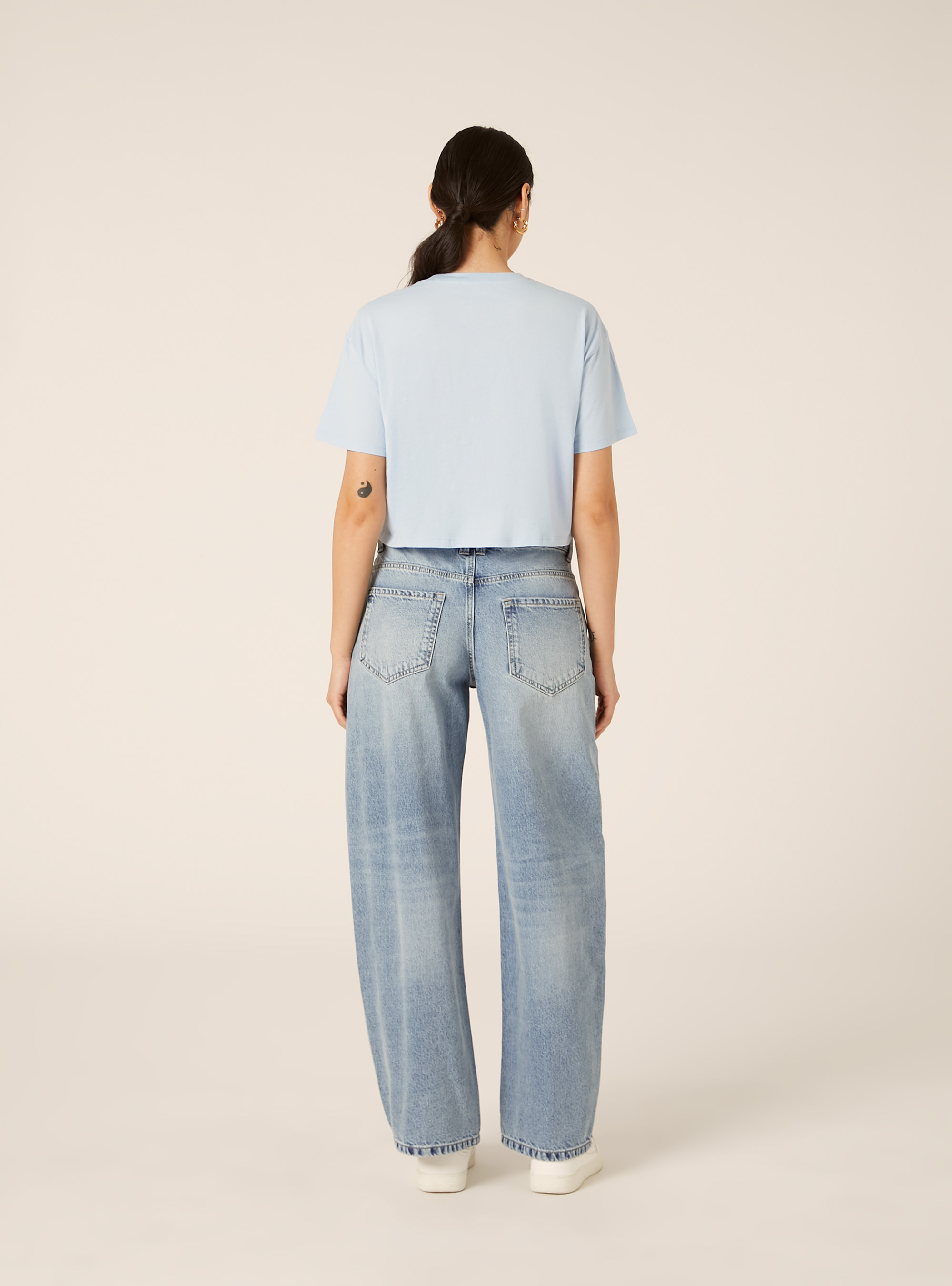 Basic Crew Neck Cropped T-Shirt, AZ2 AZURE MEDIUM