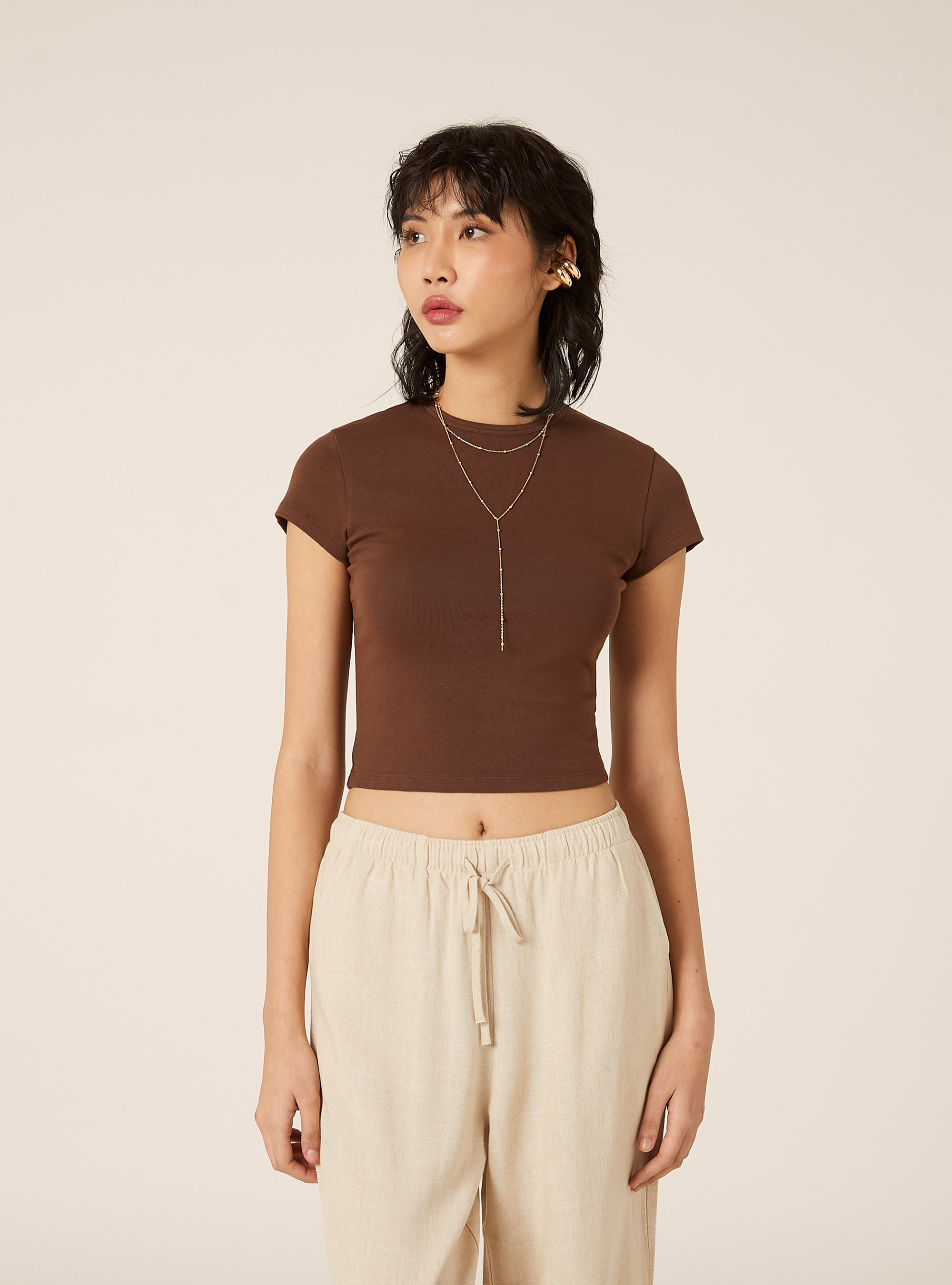 Slim Fit Short Sleeve T-Shirt, BR2 BROWN MEDIUM