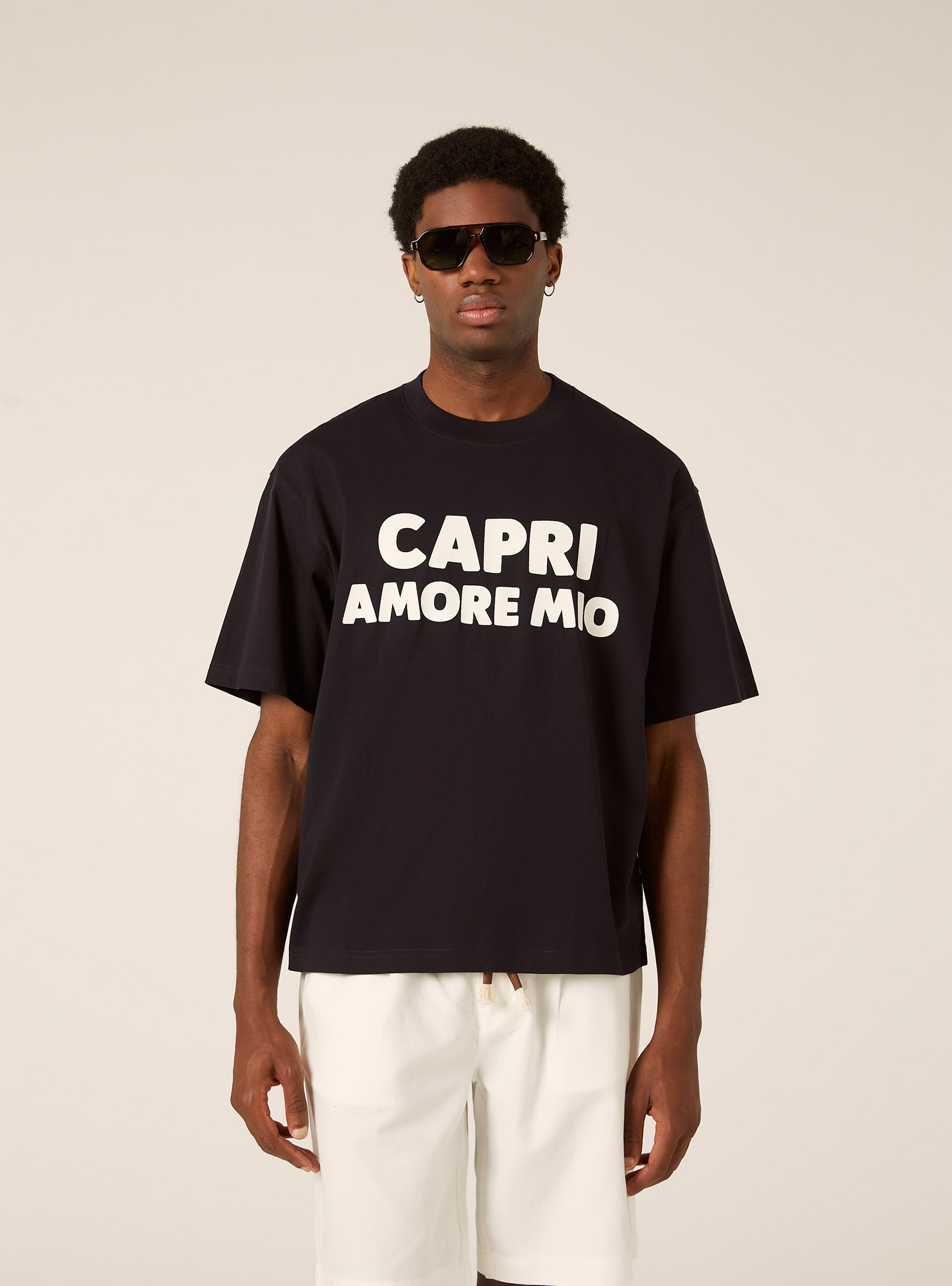 Maglietta boxy fit Capri Amore mio, NAVY SCURO