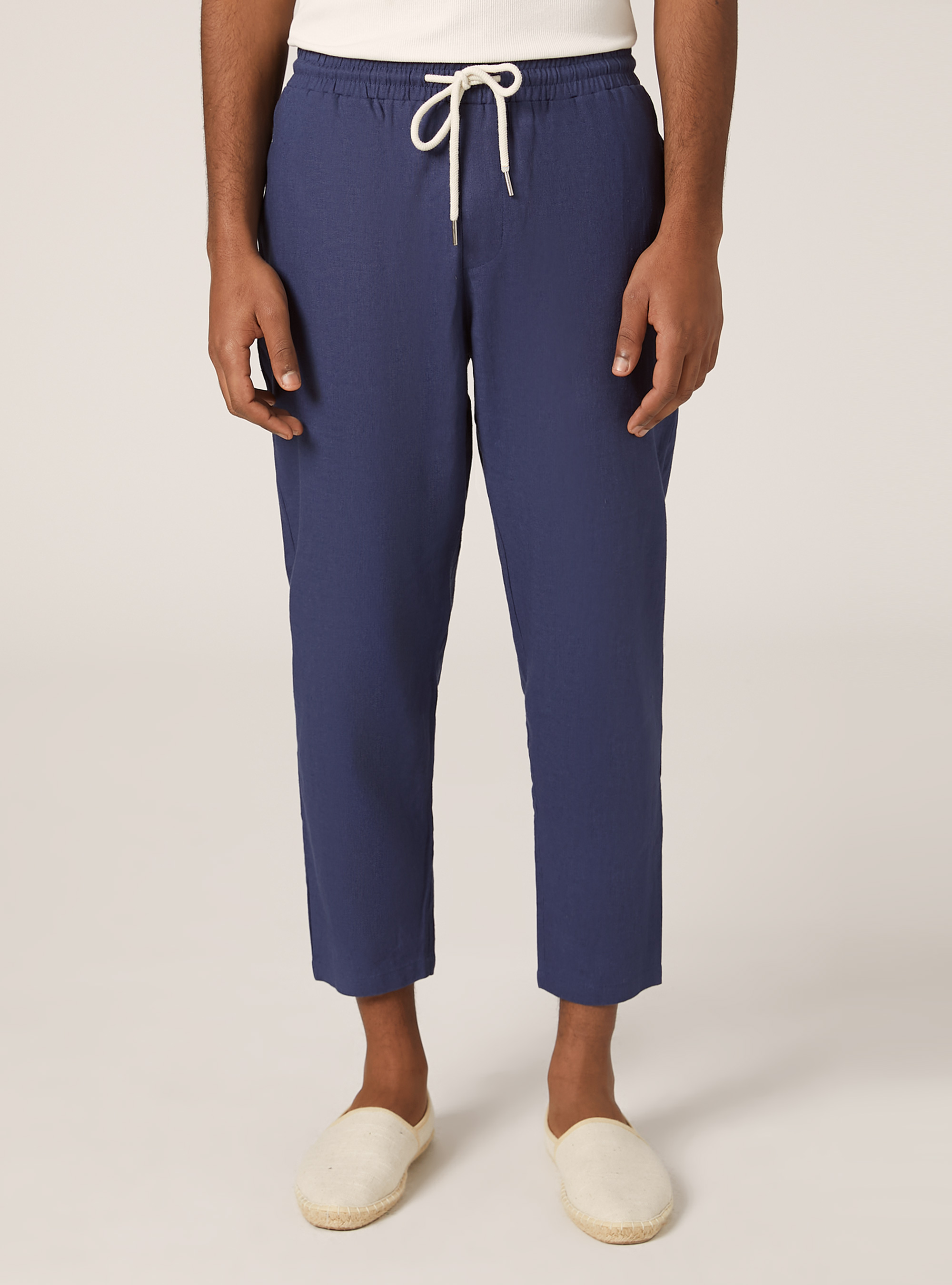 Linen blend jogger trousers, BL2 BLUE MEDIUM