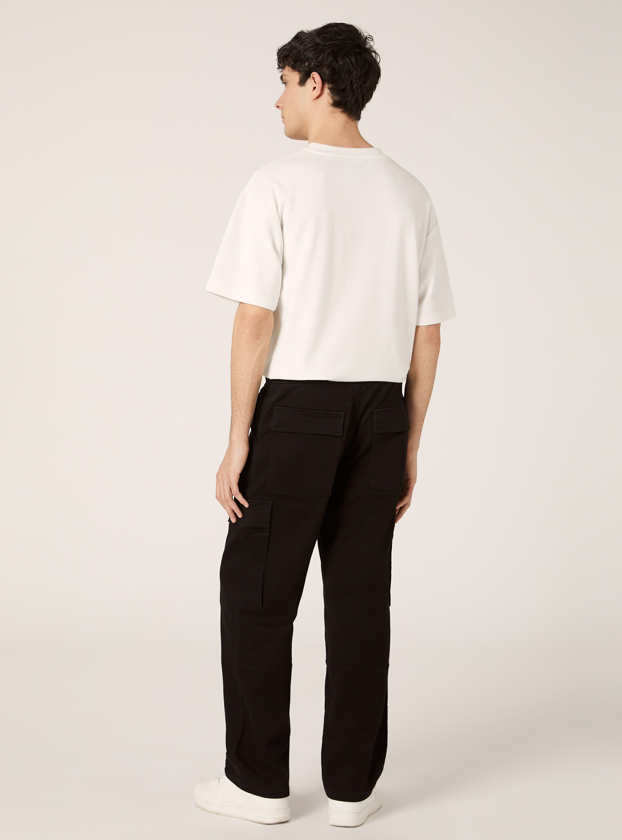 Pantalon cargo avec taille &eacute;lastiqu&eacute;e, BK1 BLACK