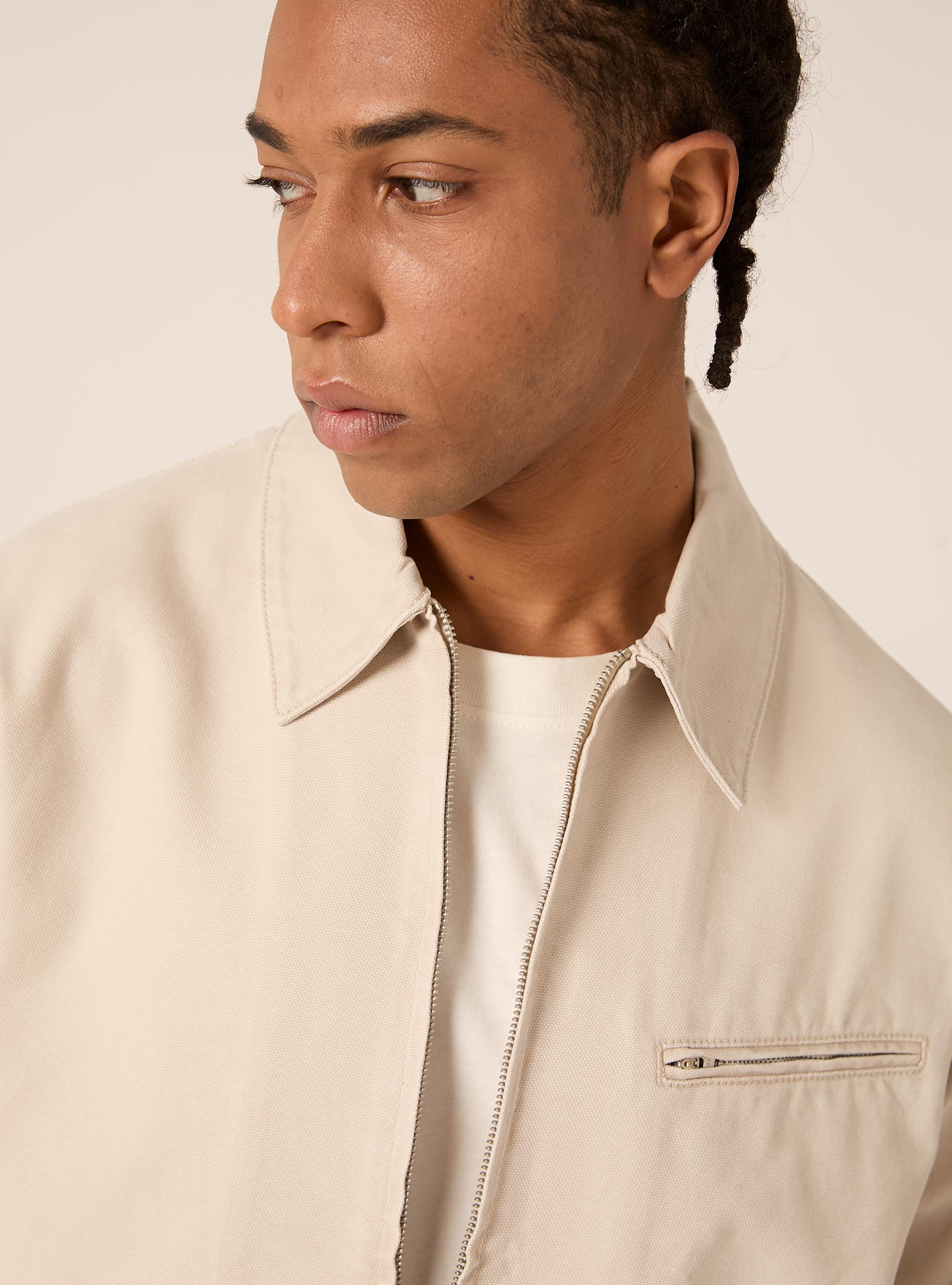 Canvas jacket with collar, BG3 BEIGE LIGHT